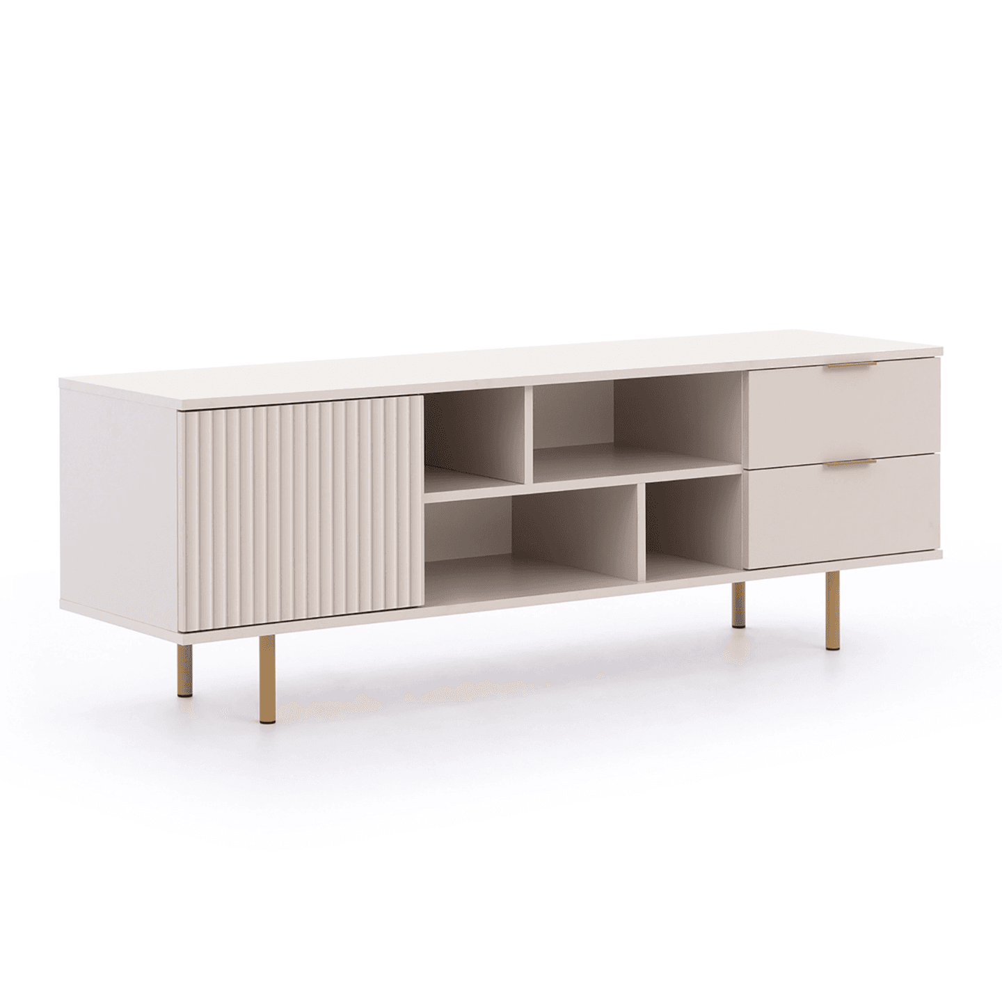 Szafka RTV Belio 150 cm Kaszmir + złote nogi