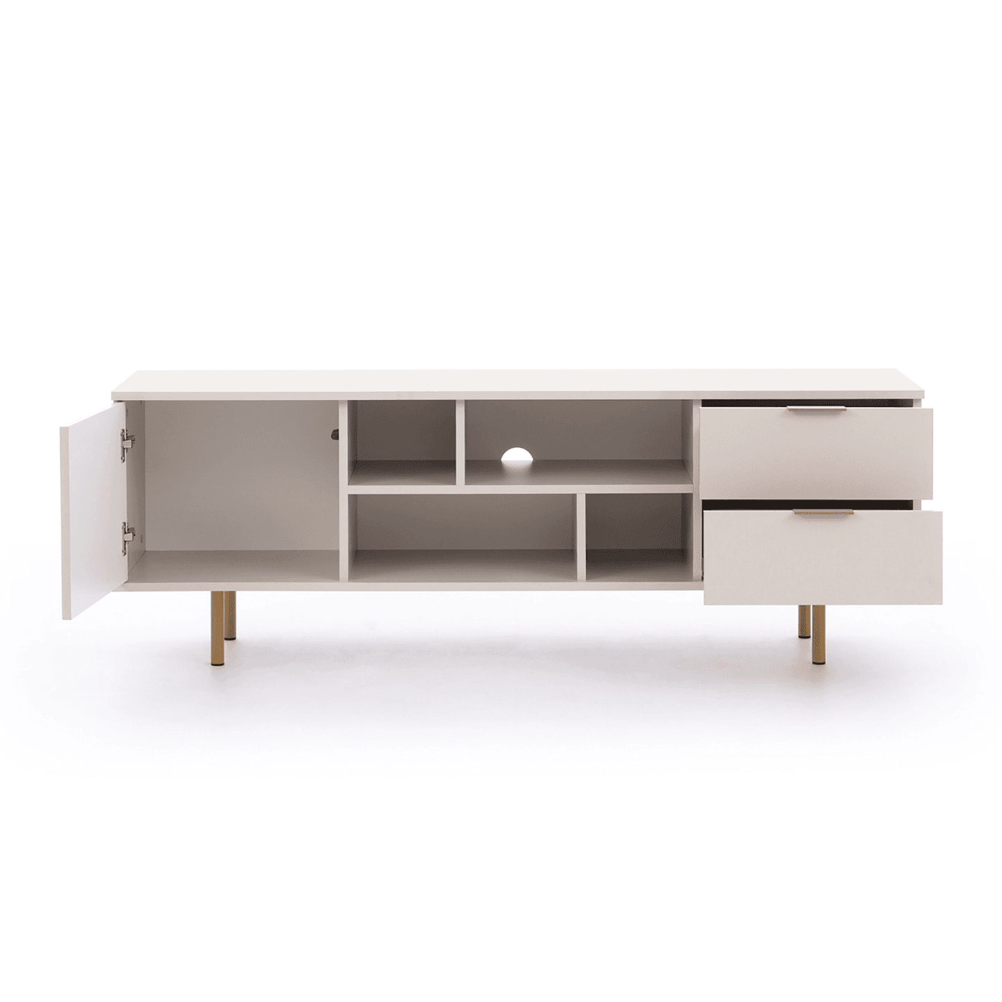 Szafka RTV Belio 150 cm Kaszmir + złote nogi