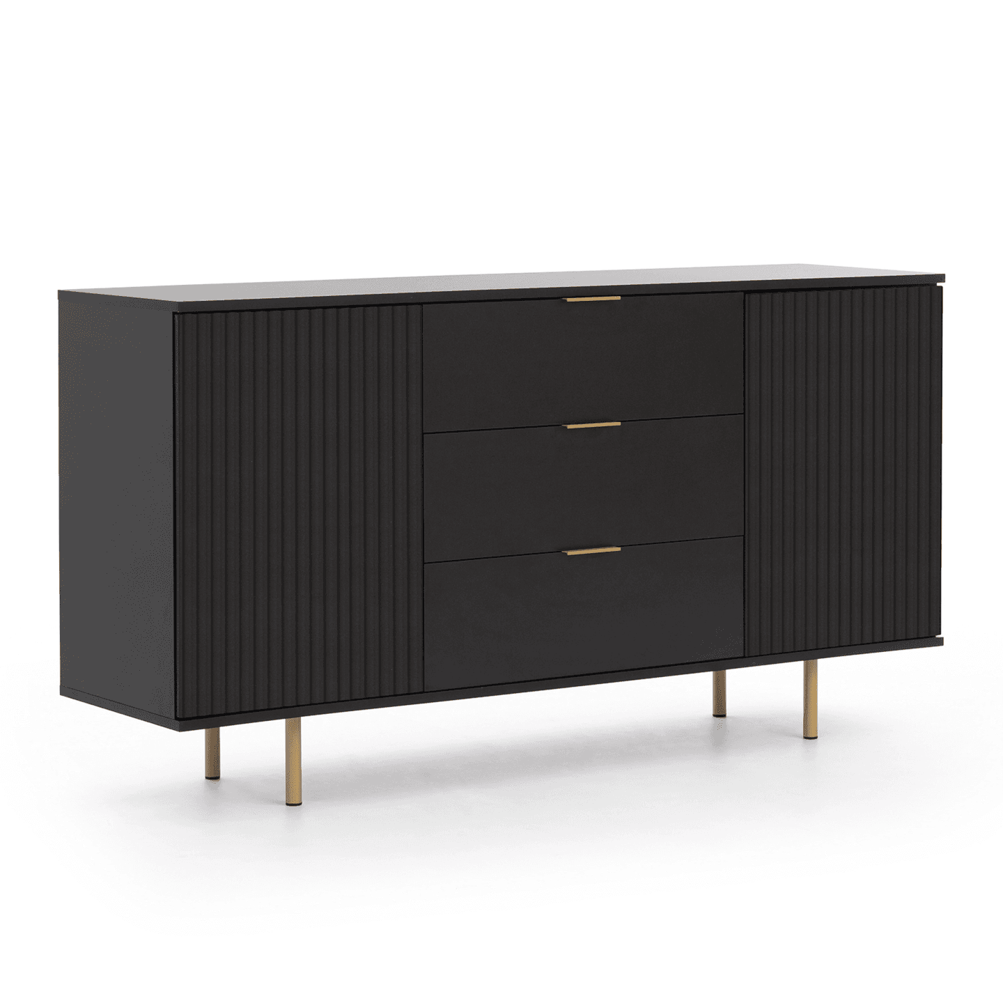 Komoda Belio 150 cm Czarna + złote nogi