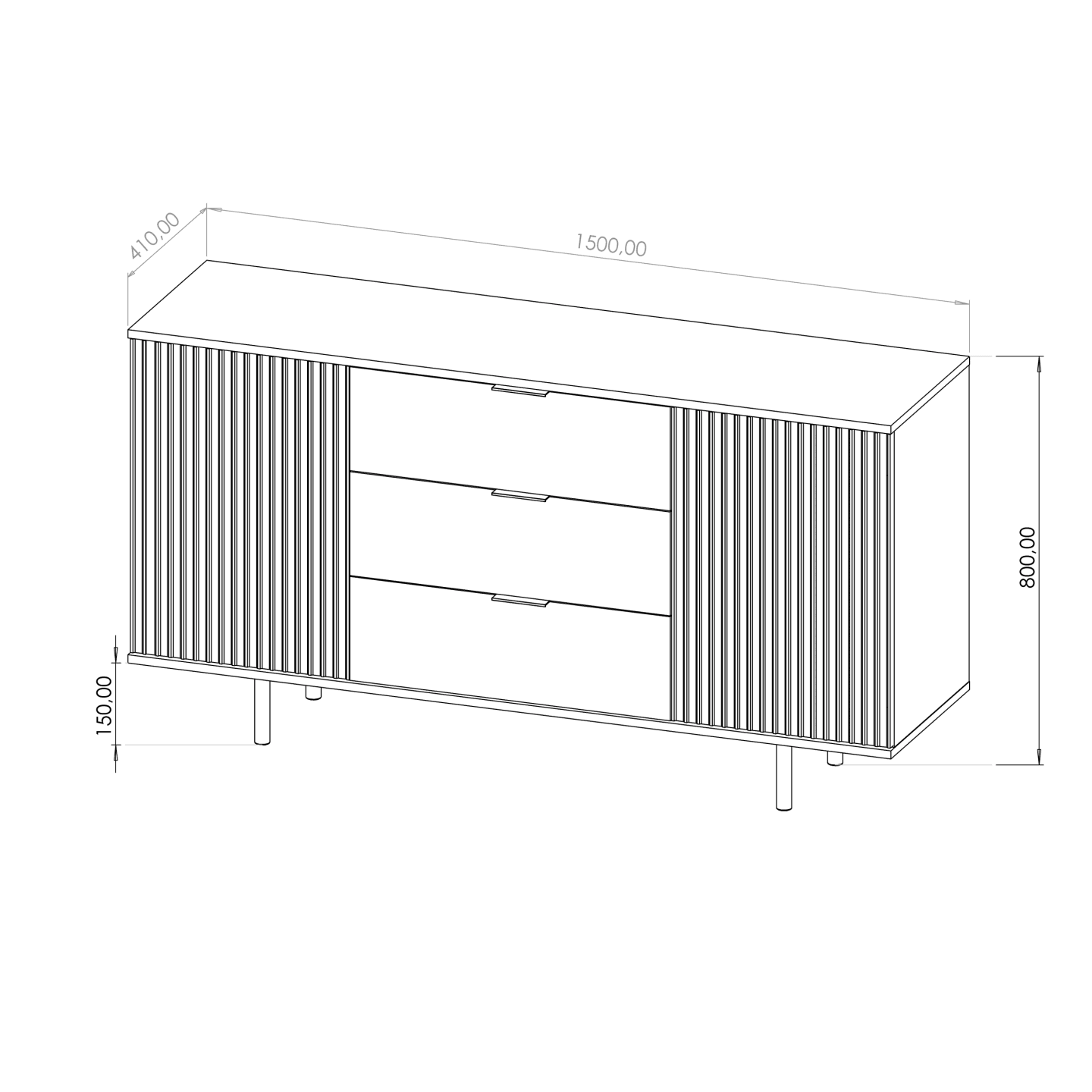 Komoda Belio 150 cm Kaszmir + złote nogi