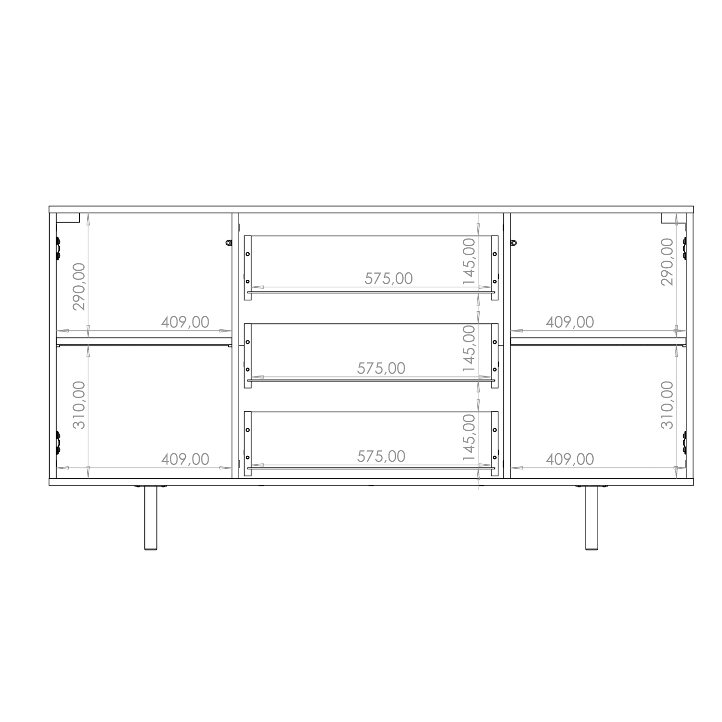 Komoda Belio 150 cm Kaszmir + złote nogi