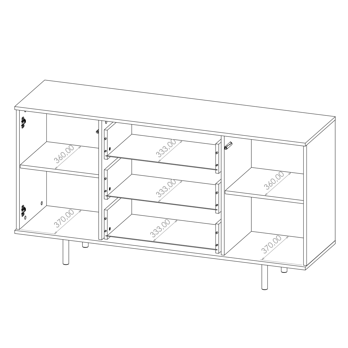 Komoda Belio 150 cm Kaszmir + złote nogi