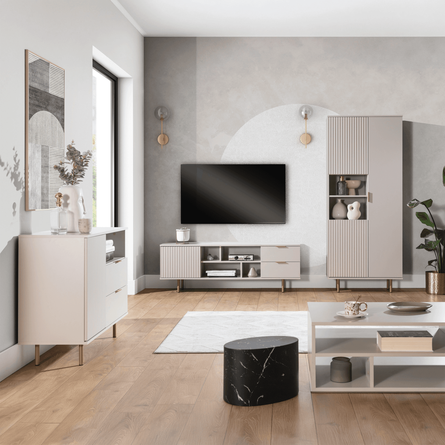 Komoda Belio 150 cm Kaszmir + złote nogi