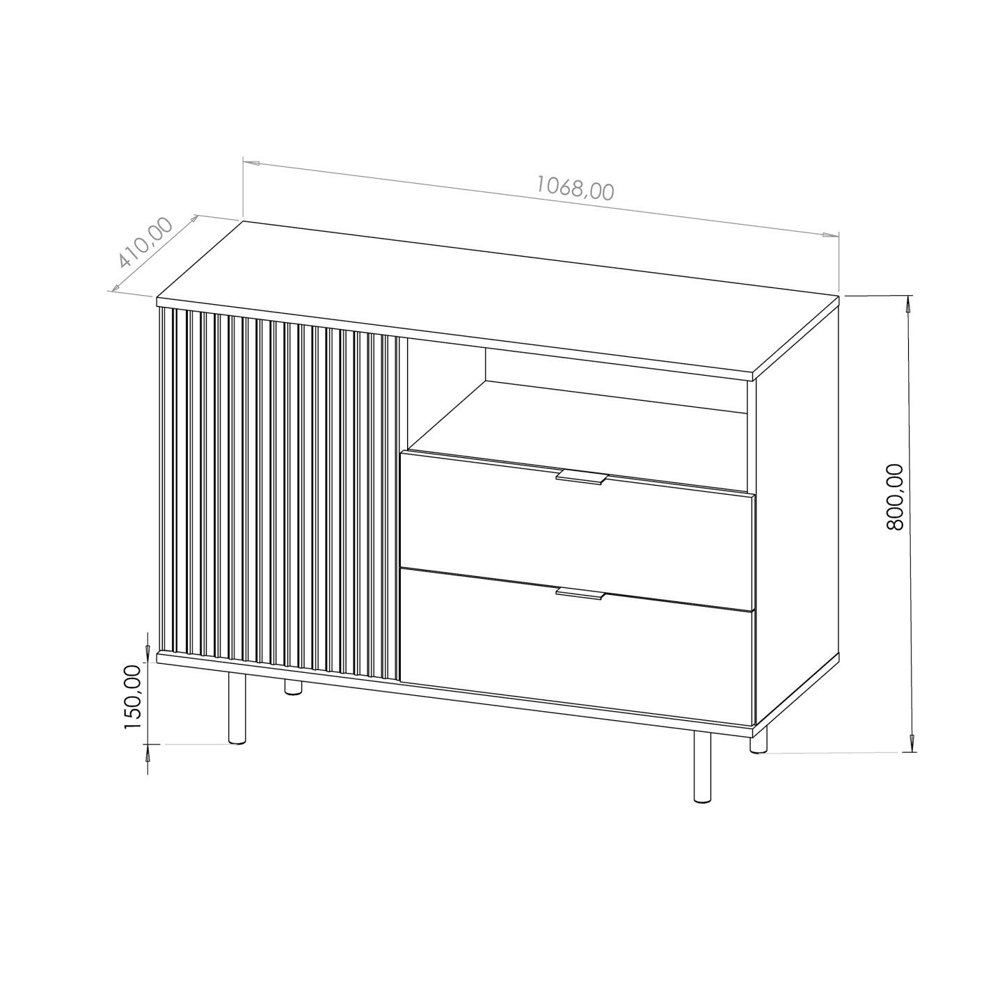 Komoda Belio 107 cm Czarna + złote nogi