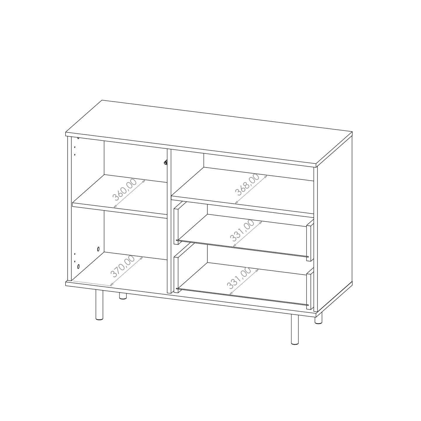 Komoda Belio 107 cm Kaszmir + złote nogi