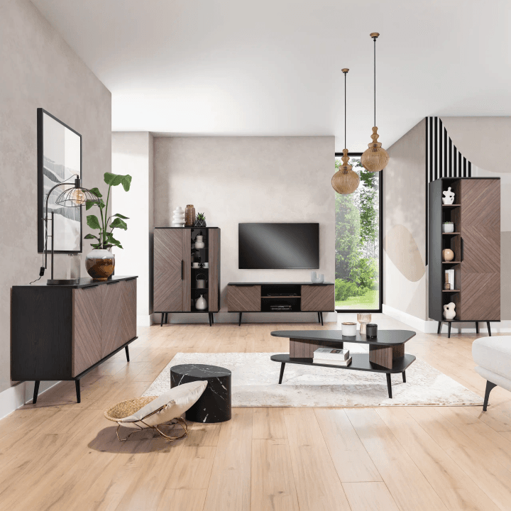 Witryna Mokka 140 cm Grafit + Orzech - zdjęcie 2