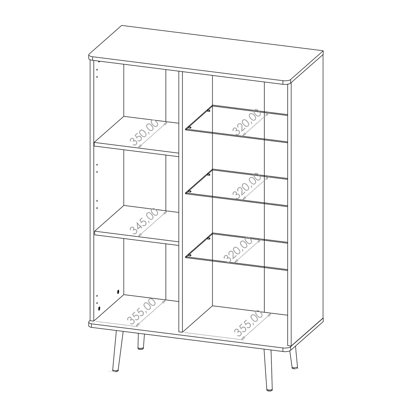 Witryna Mokka 140 cm Grafit + Orzech