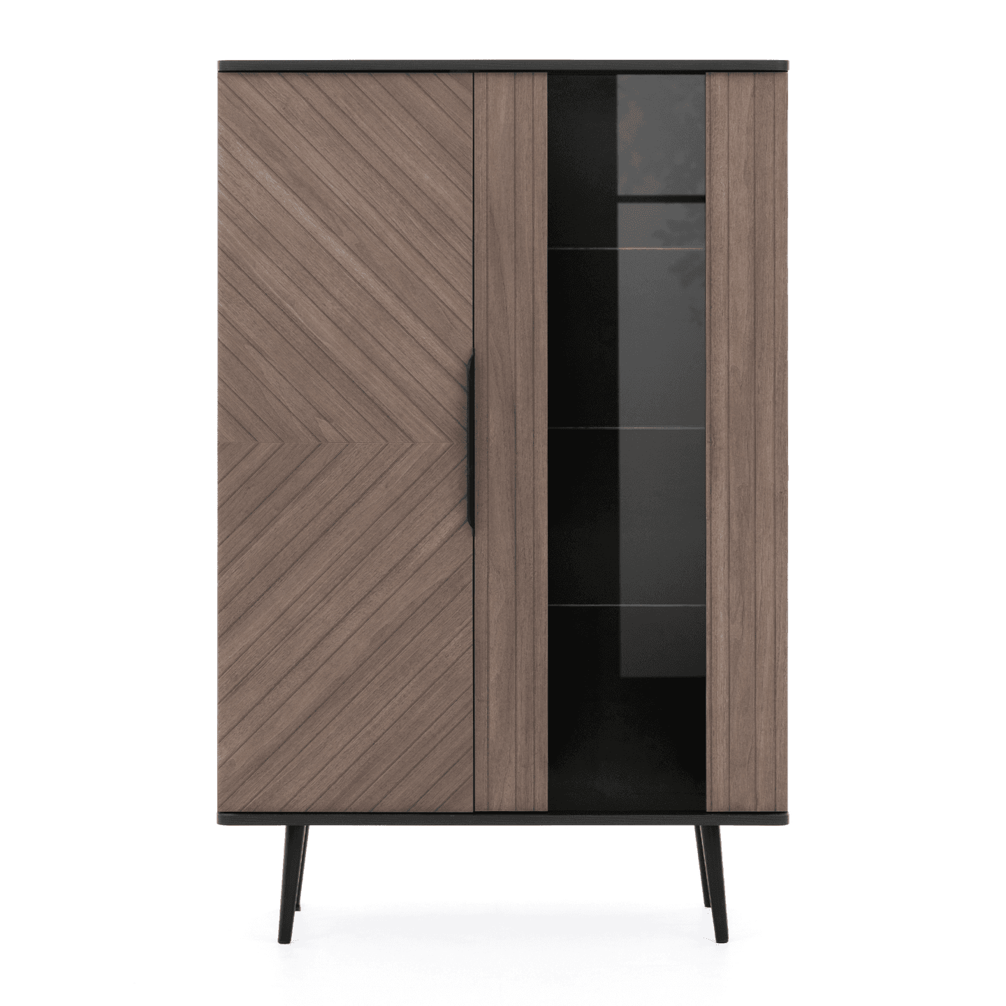 Witryna Mokka 140 cm Grafit + Orzech