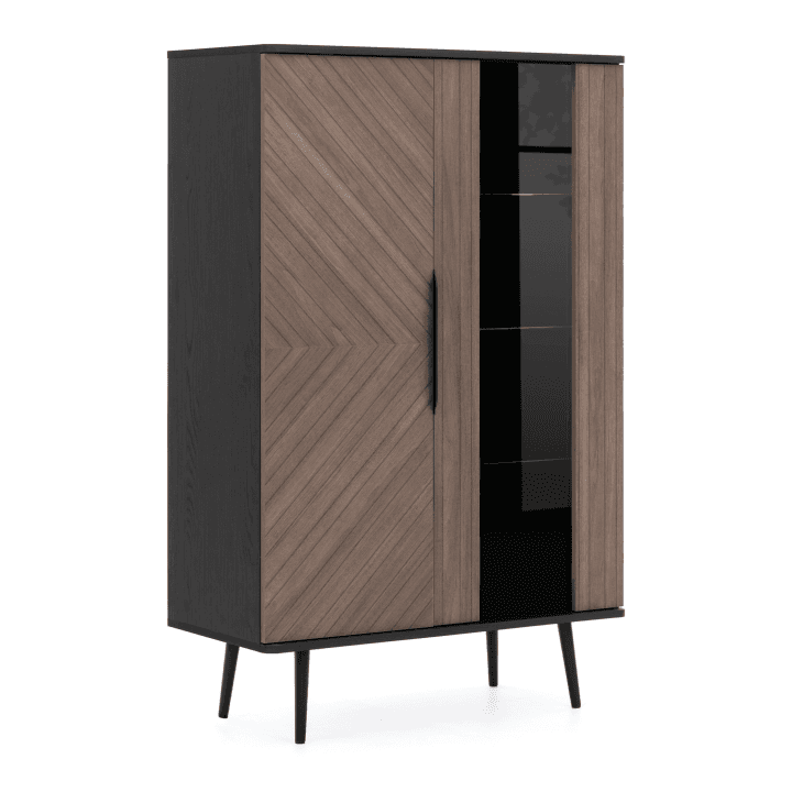 Witryna Mokka 140 cm Grafit + Orzech