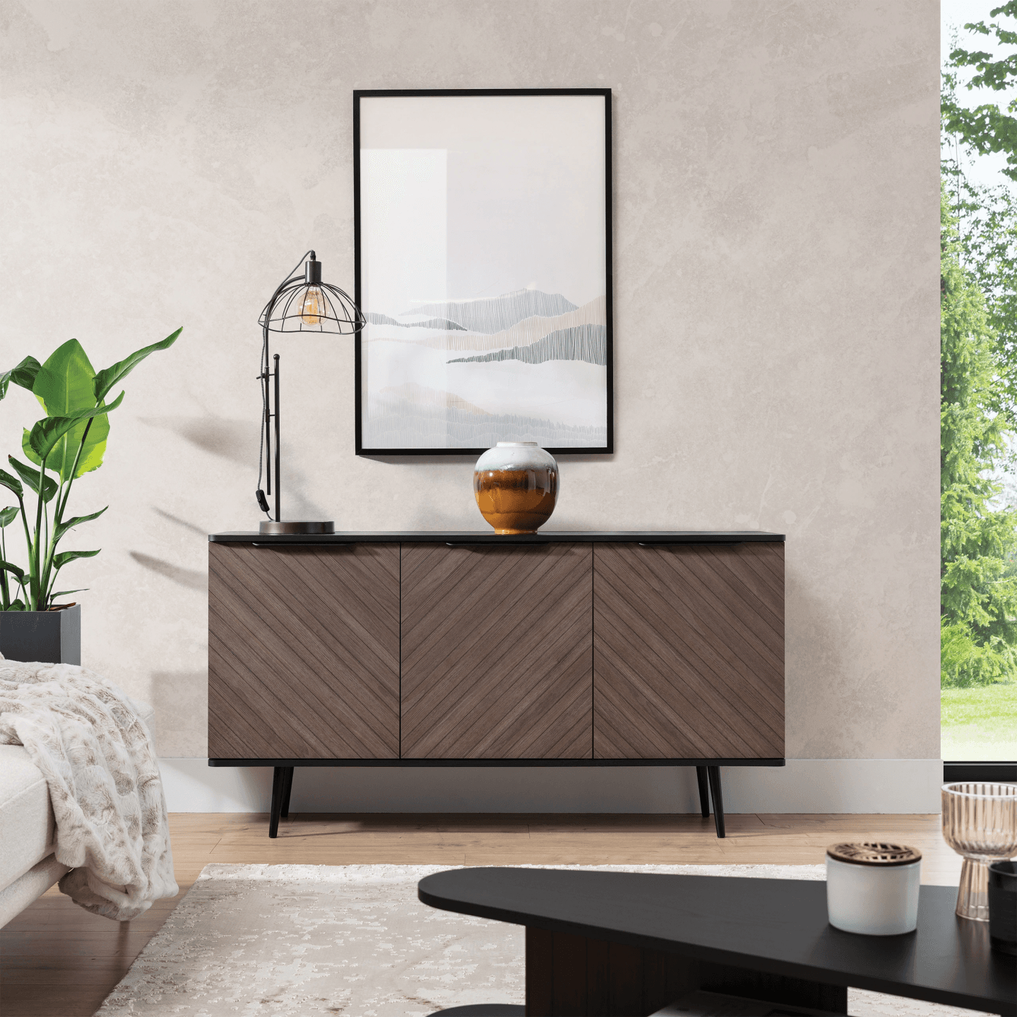 Komoda Mokka 150 cm Grafit + Orzech - zdjęcie 2