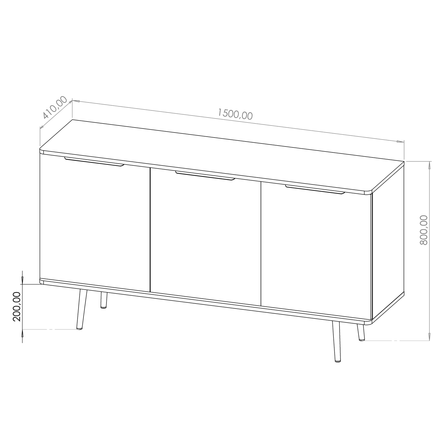 Komoda Mokka 150 cm Grafit + Orzech