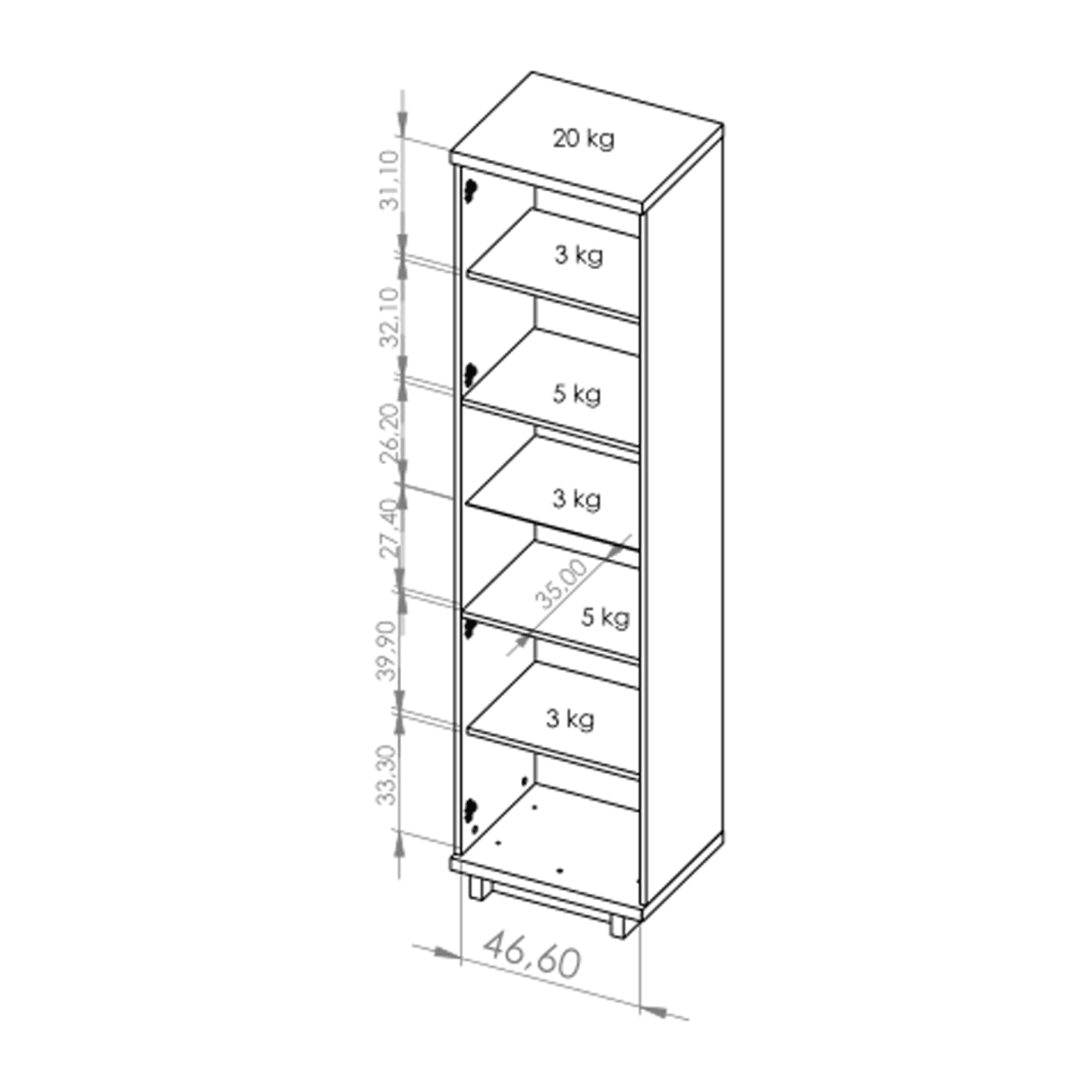 Wysoka witryna Vilo 50 cm Dąb artisan + czarny mat