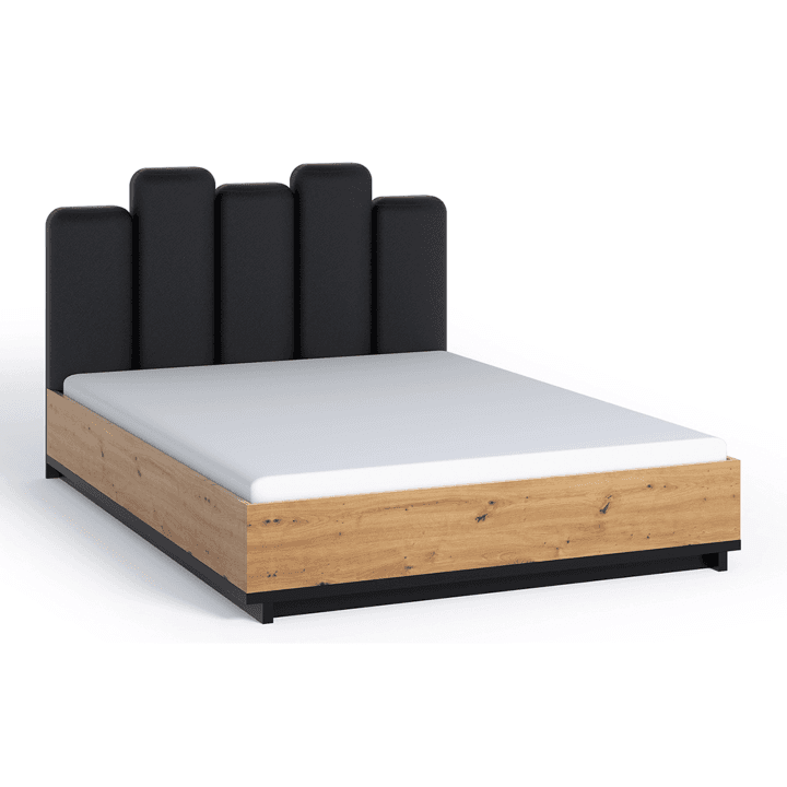 Łóżko Vilo 160x200 cm Dąb artisan + czarny Mat