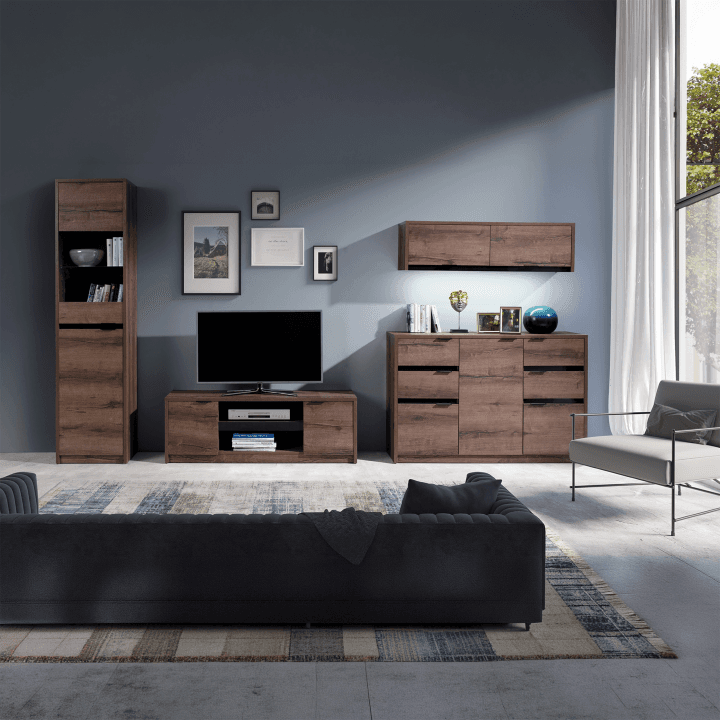 Szafka Wisząca Woody 120 cm Dąb Monastery + czarny połysk - zdjęcie 2