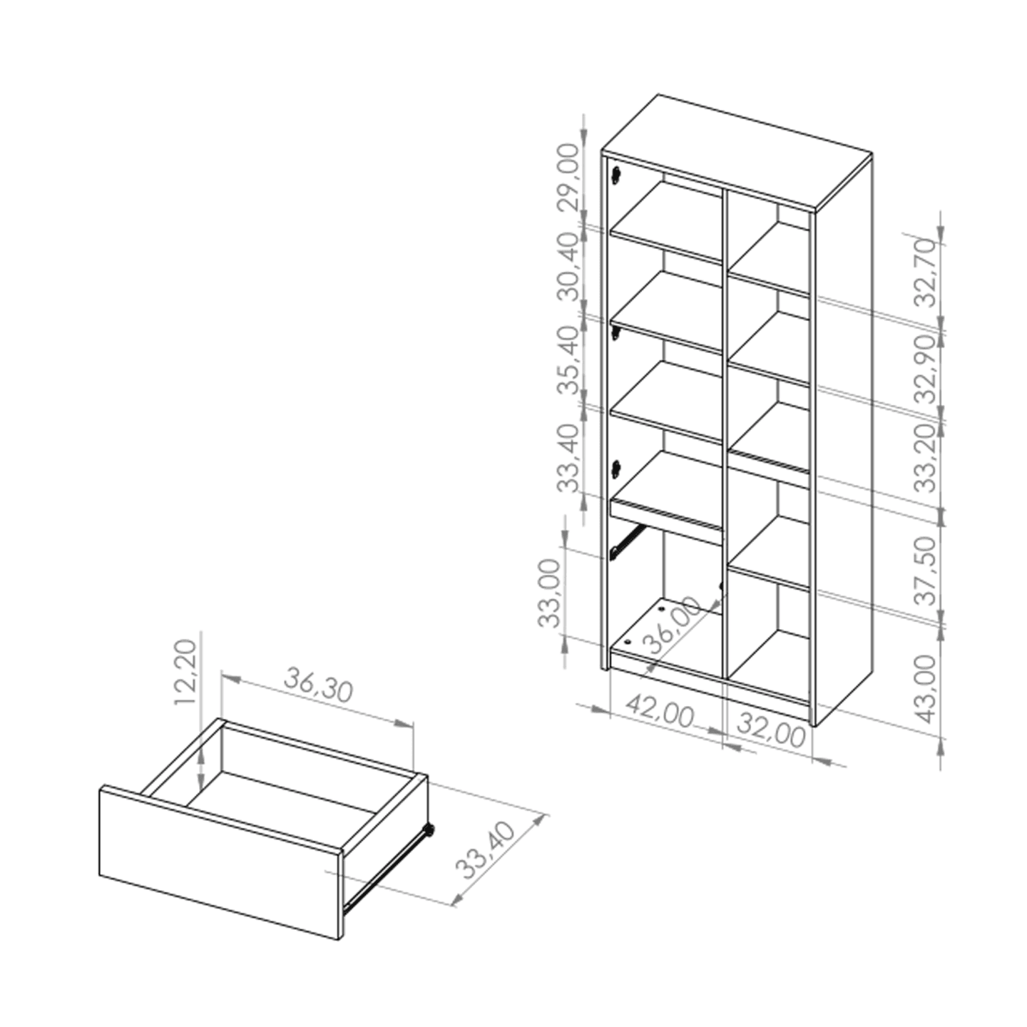 Regał wysoki Woody 200 cm Dąb Monastery + czarny połysk