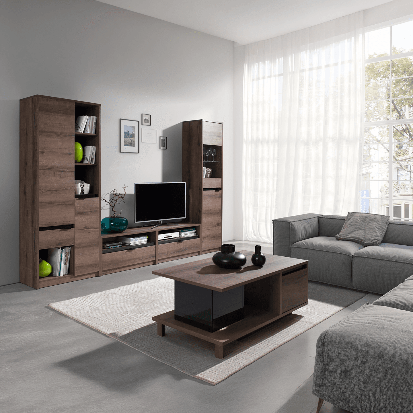 Ława Woody 120 cm Dąb Monastery + czarny połysk