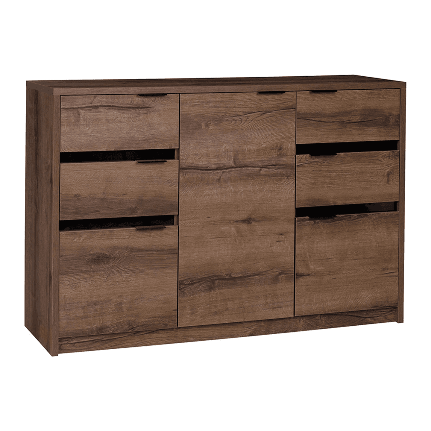 Komoda Woody 135 cm Dąb Monastery + czarny połysk