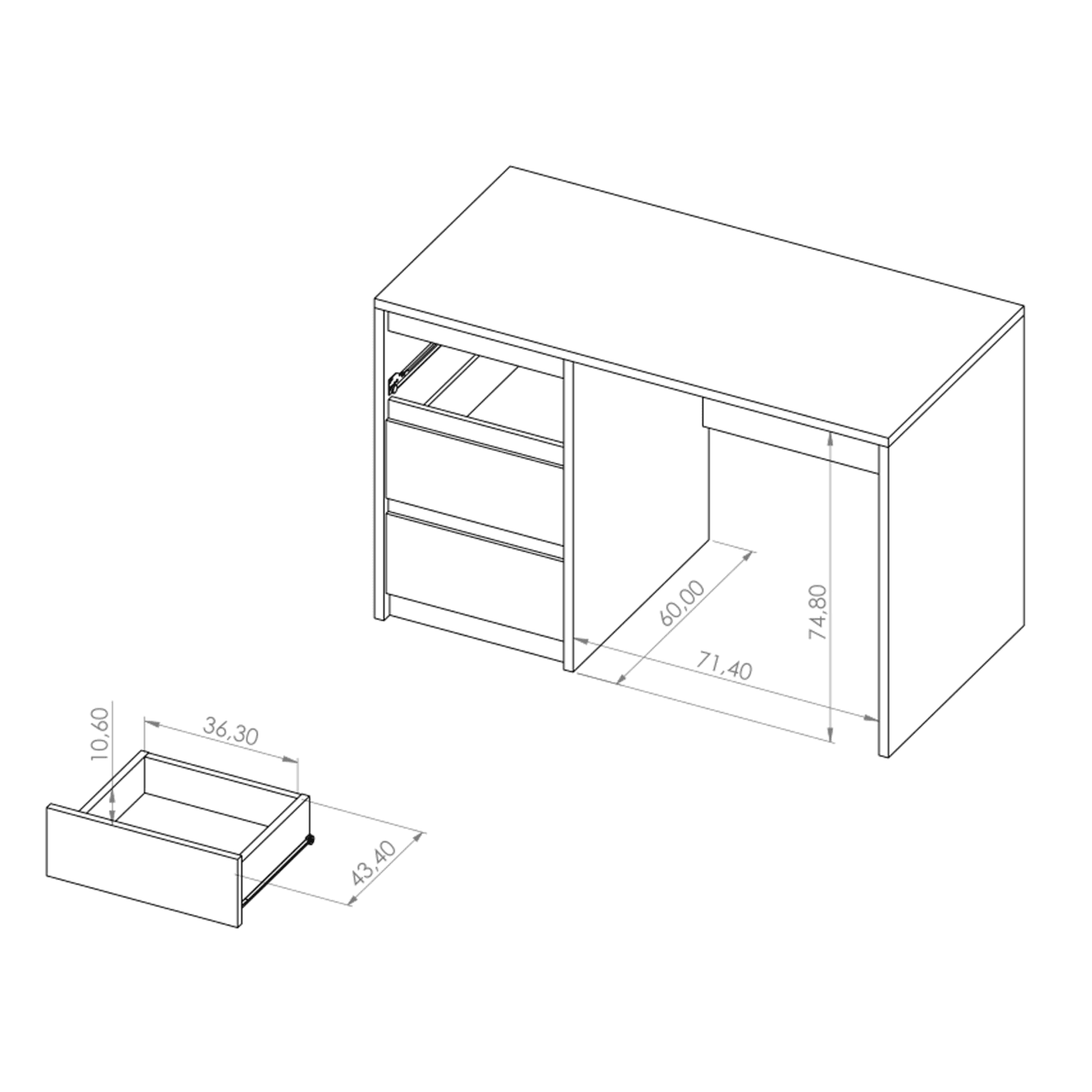 Biurko Woody 120 cm Dąb Monastery + czarny połysk