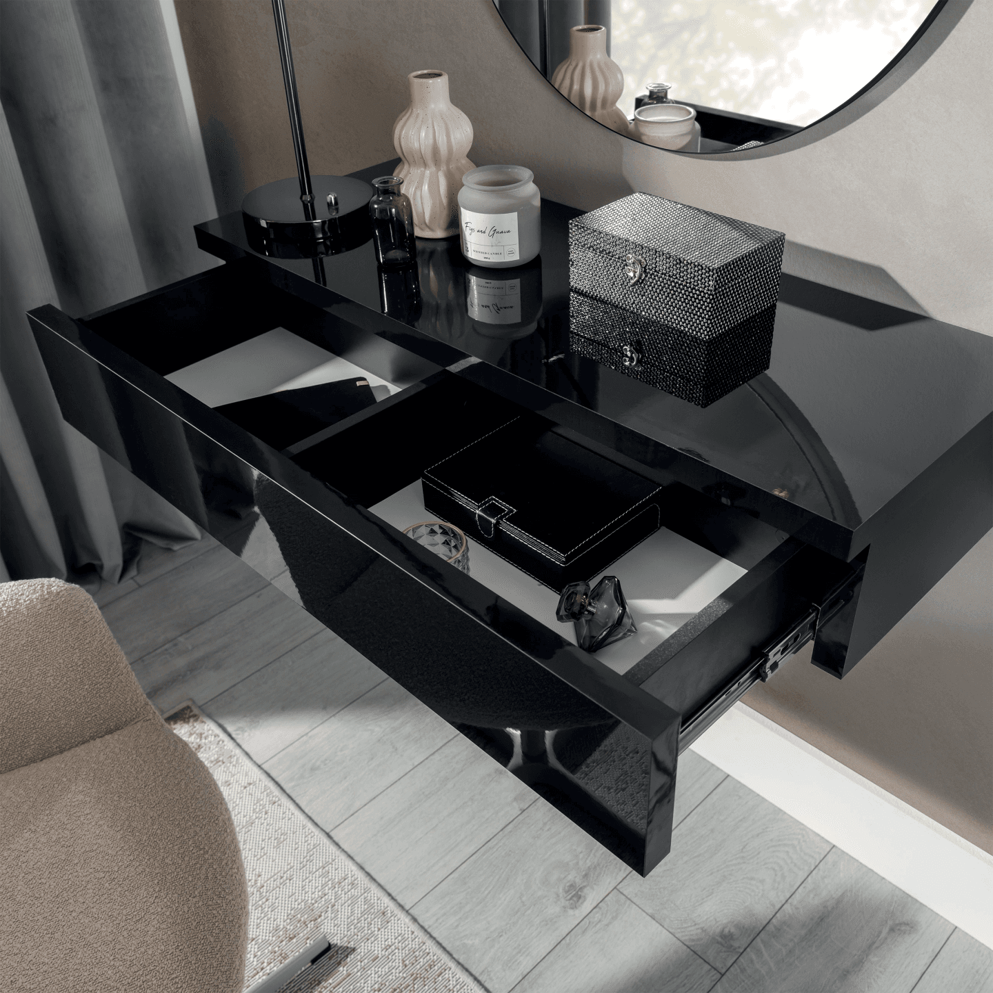 Toaletka wisząca Lia 100 cm Czarna