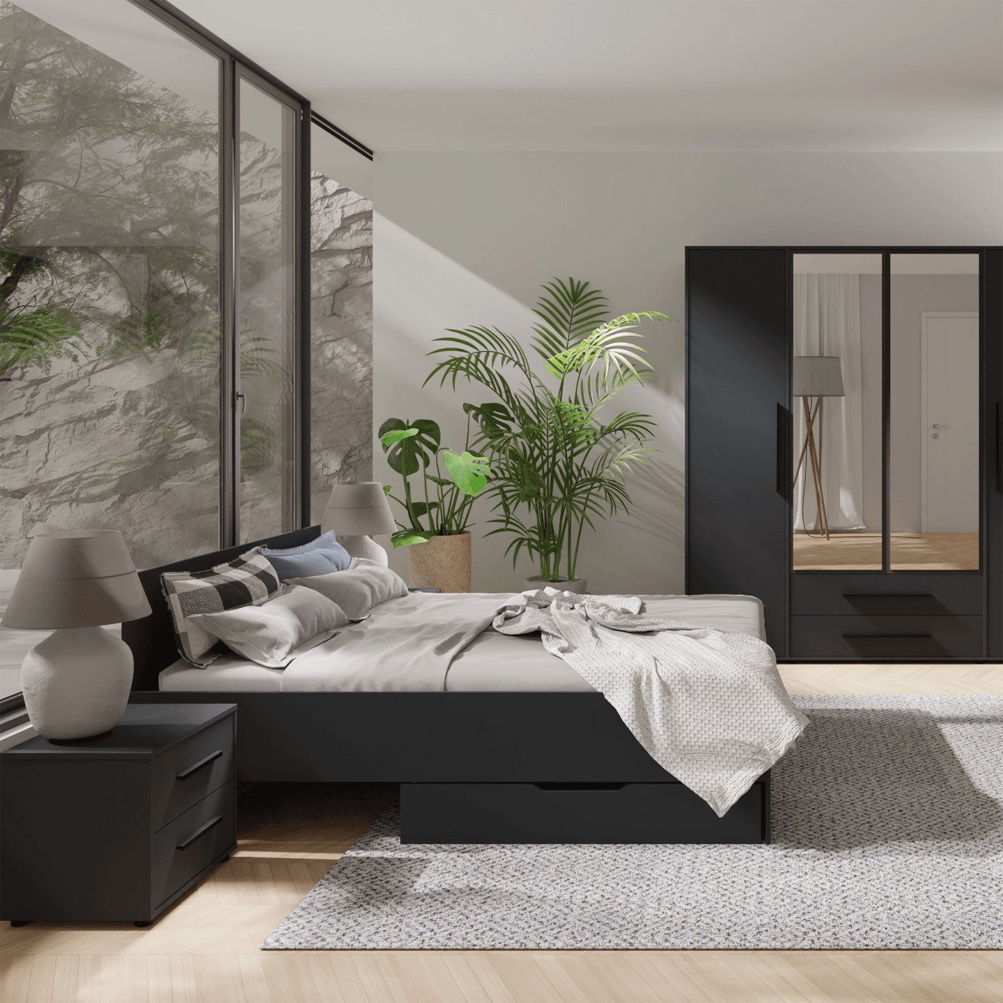 Łóżko Ones 160x200 cm Czarne - zdjęcie 2