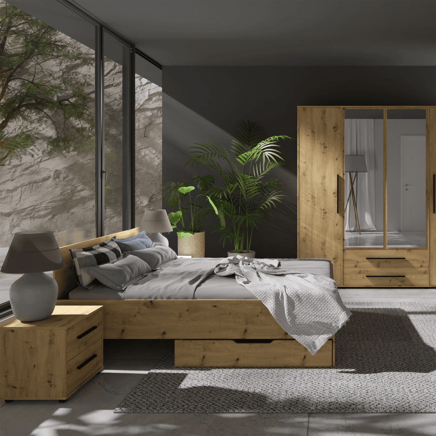 Łóżko Ones 160x200 cm Dąb Artisan - zdjęcie 2