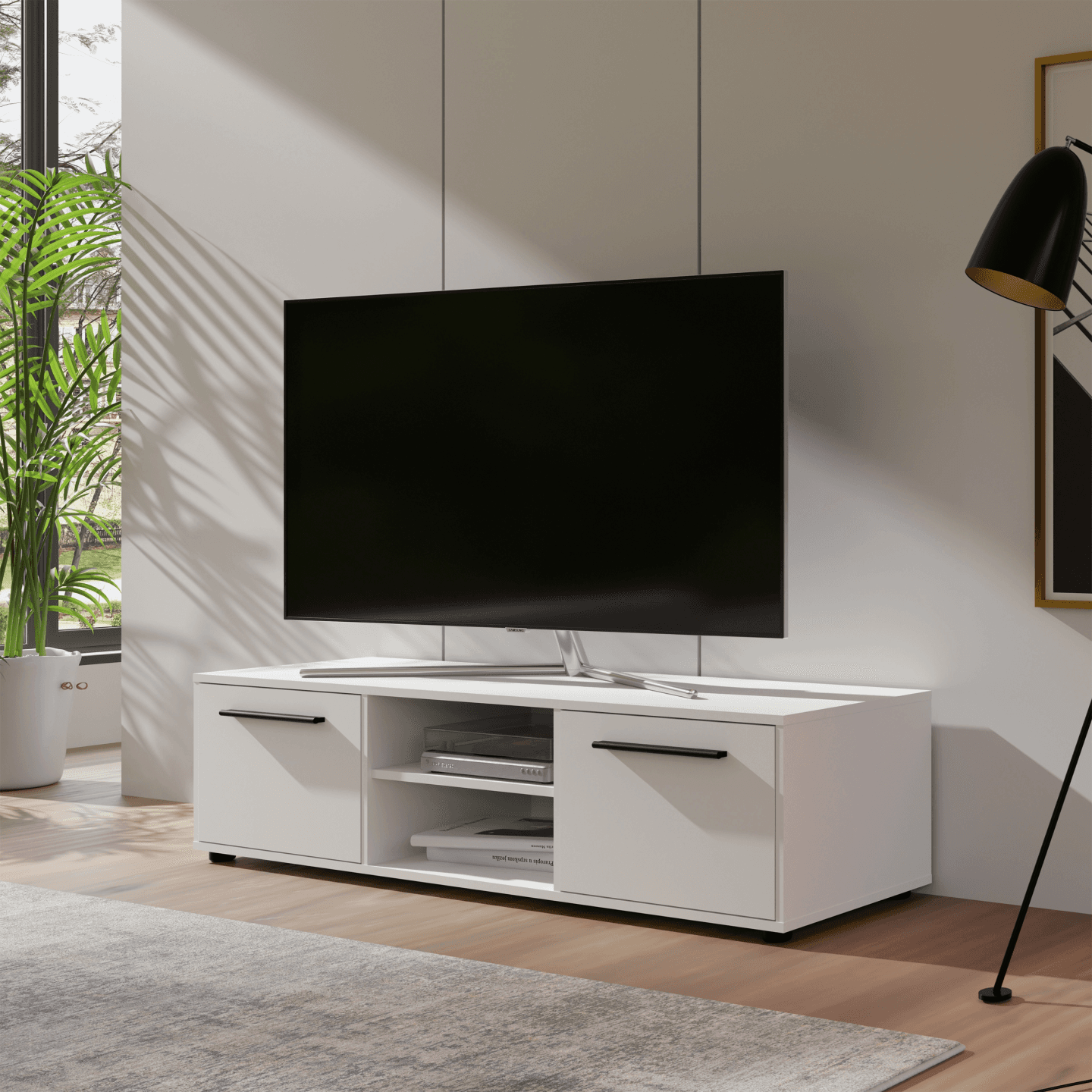 Szafka RTV Ones 150 cm Biała - zdjęcie 2