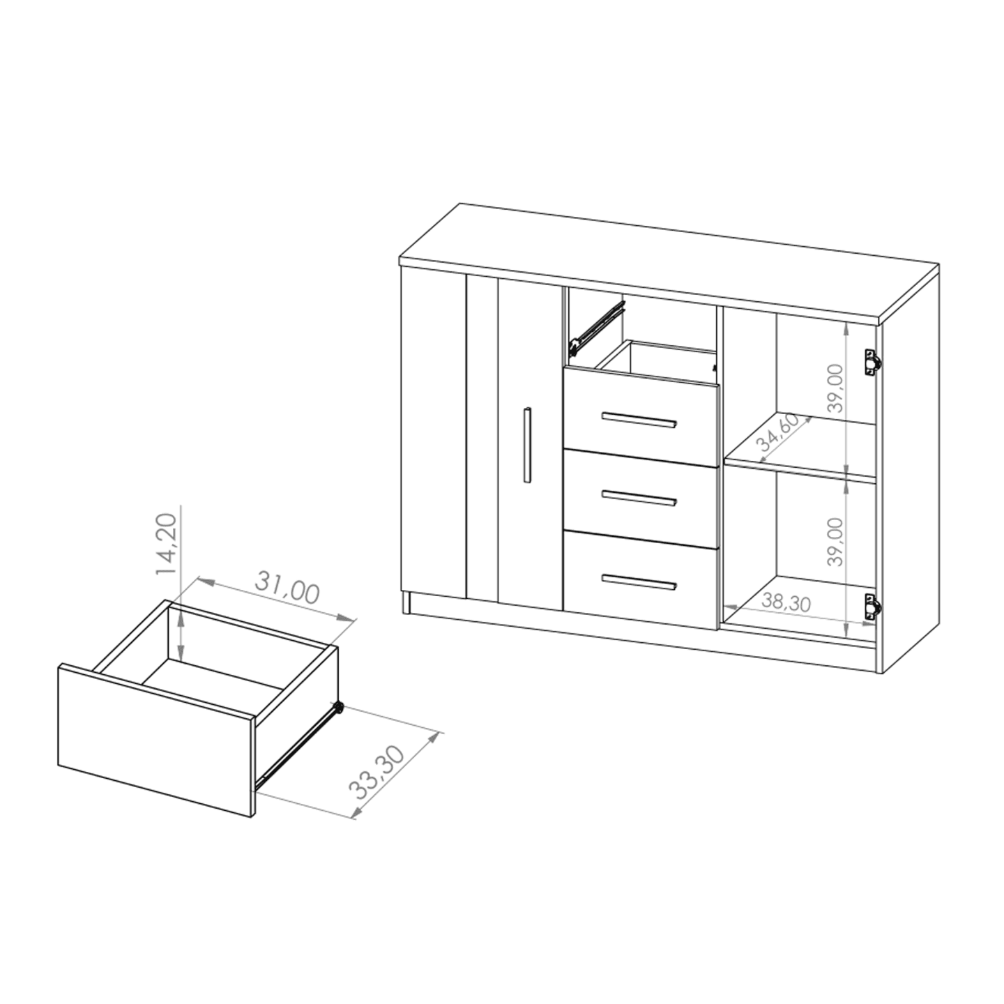 Komoda Neve 120 cm Dąb Artisan