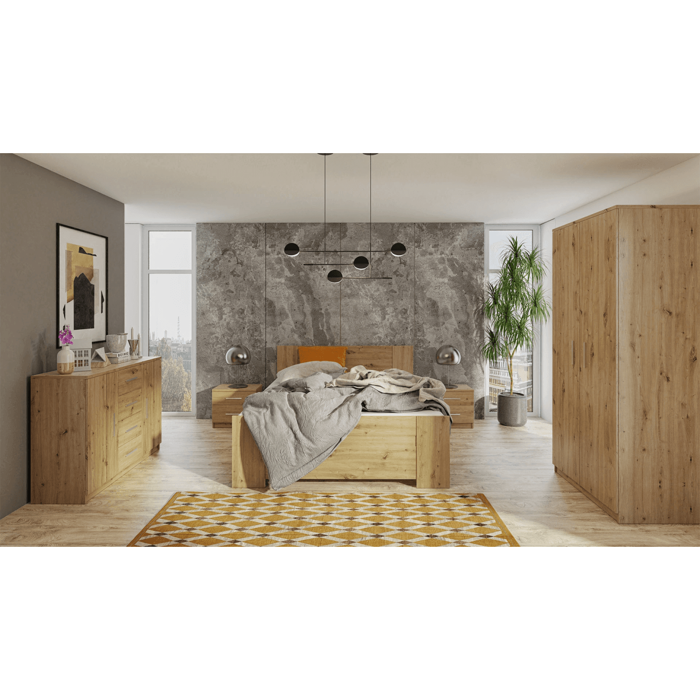 Stolik nocny Neve 120 cm Dąb Artisan - zdjęcie 2