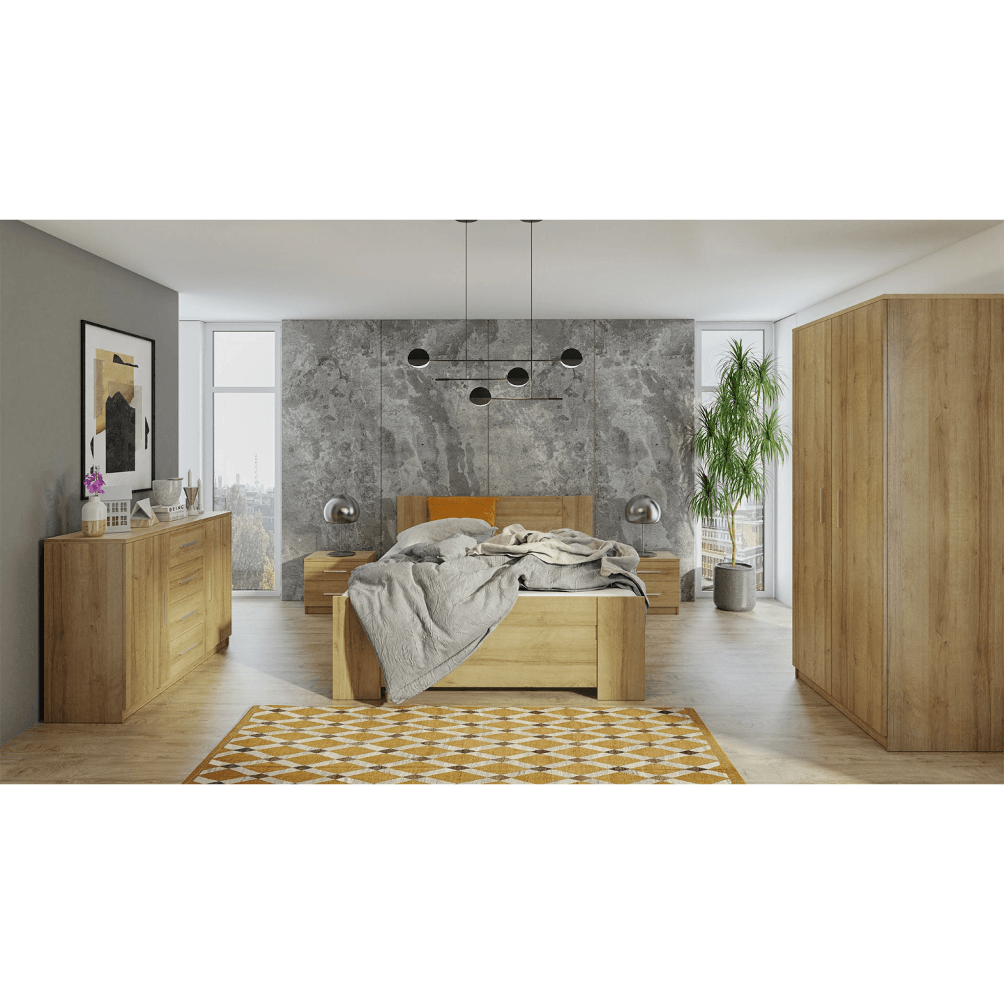 Stolik nocny Neve 120 cm Dąb Złoty - zdjęcie 2