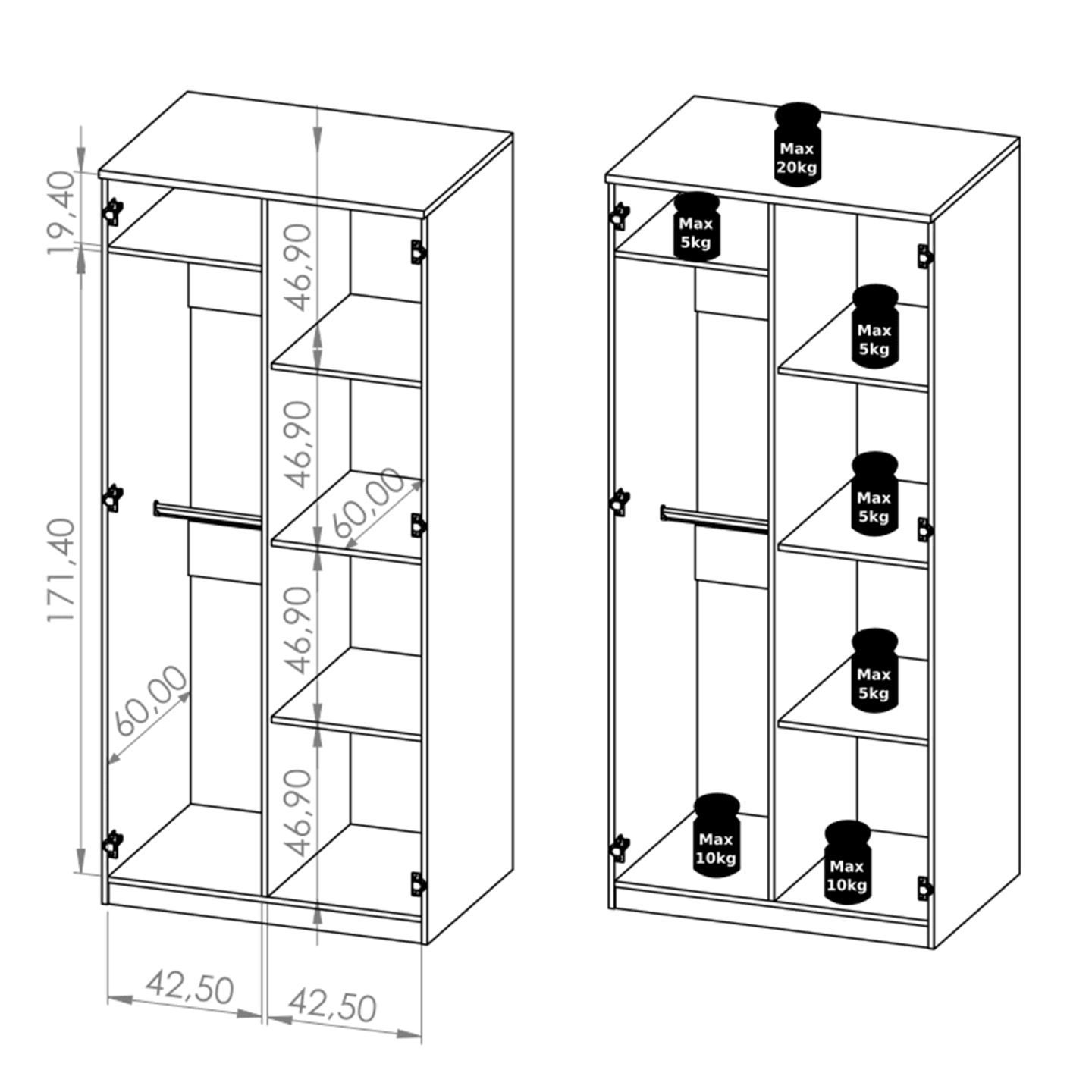 Szafa uchylna Neve 90 cm Biała