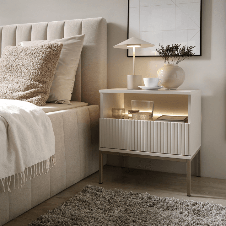 Stolik Nocny Royal 54 cm Kaszmir z oświetleniem LED i szufladą do Sypialni - zdjęcie 2