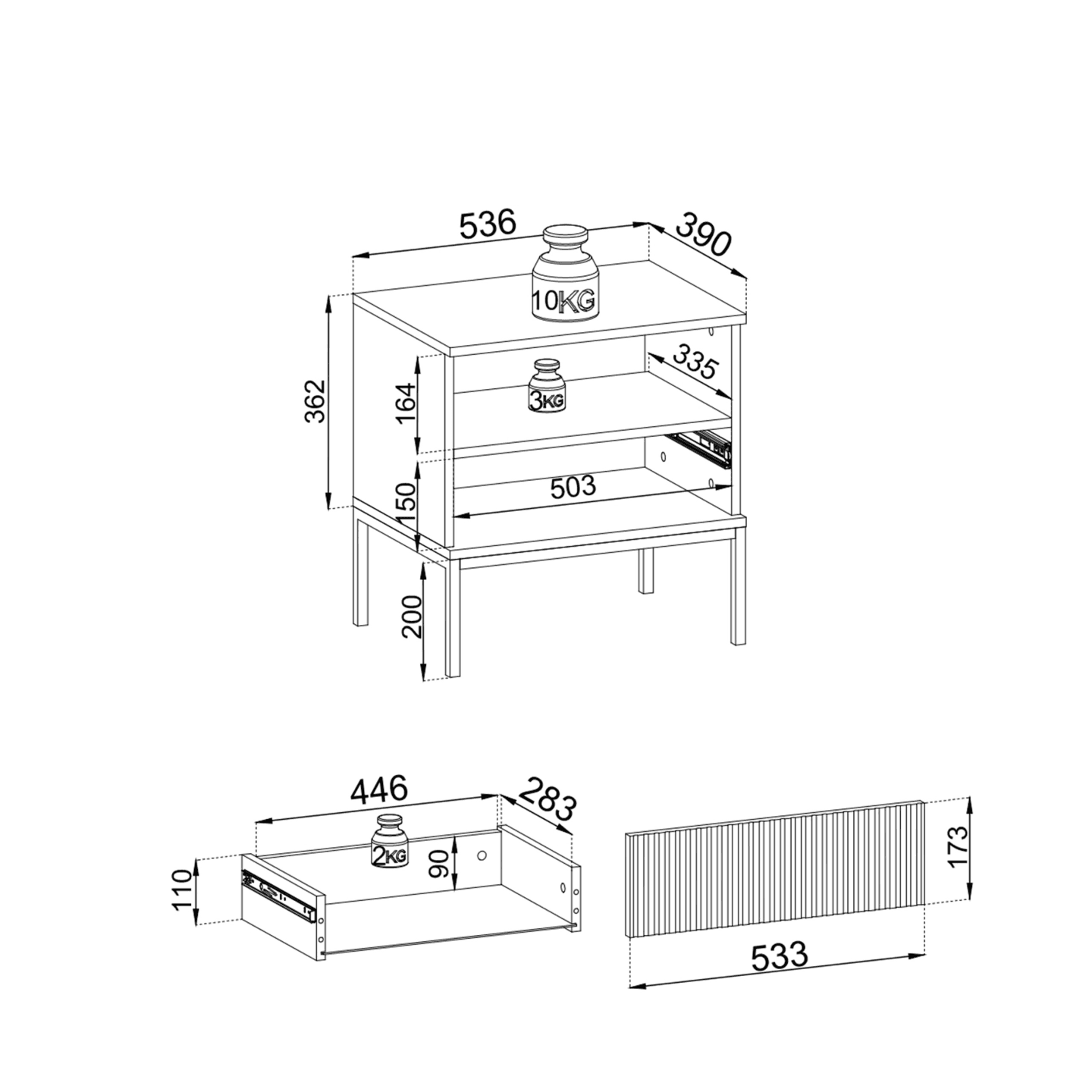 Stolik nocny Royal 54 cm kaszmir