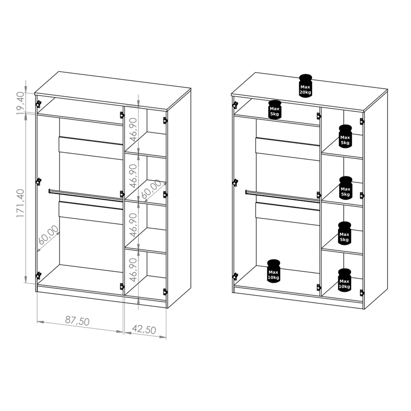 Szafa uchylna Neve 135 cm Dąb Monastery