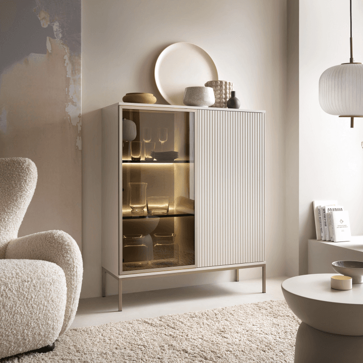 Witryna niska Royal LED 104 cm Kaszmir przeszklona z oświetleniem - zdjęcie 2