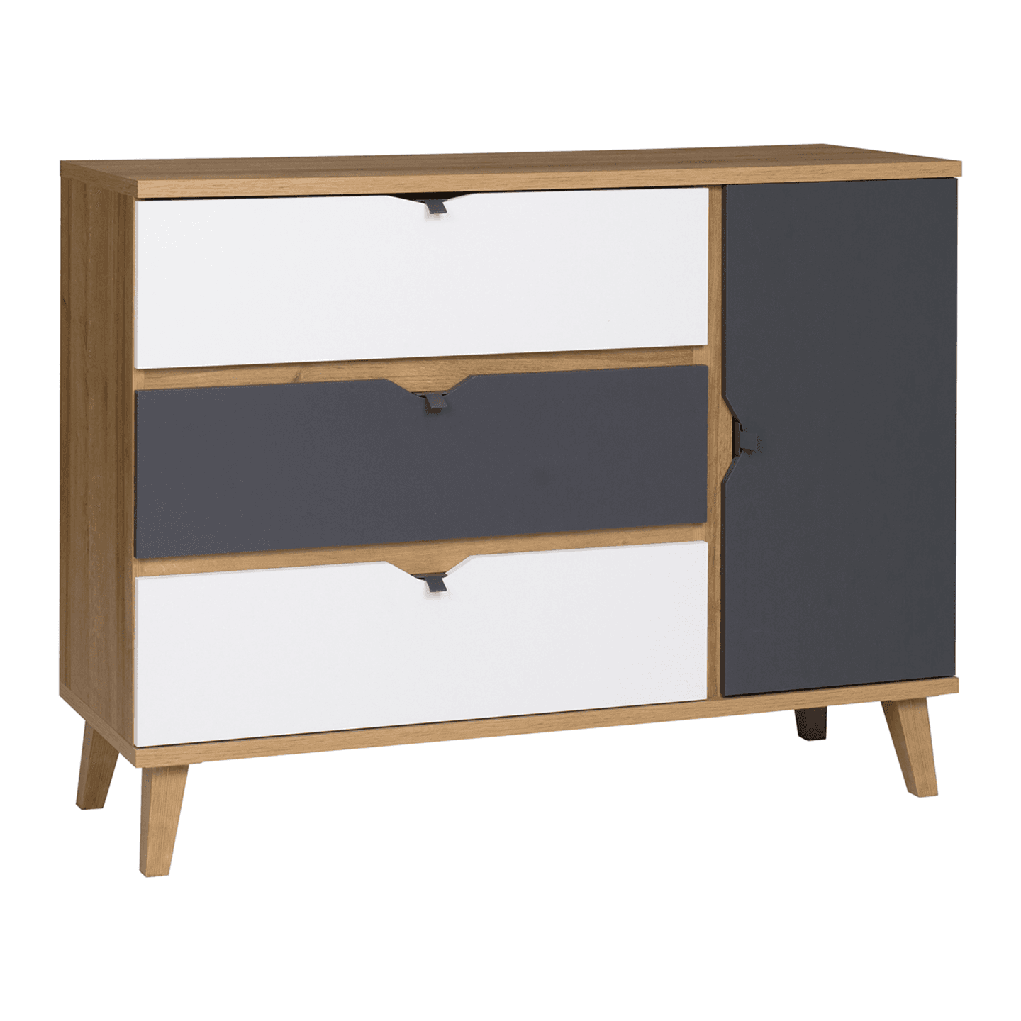 Komoda Nuvio 120 cm Dąb złoty + biały + grafit