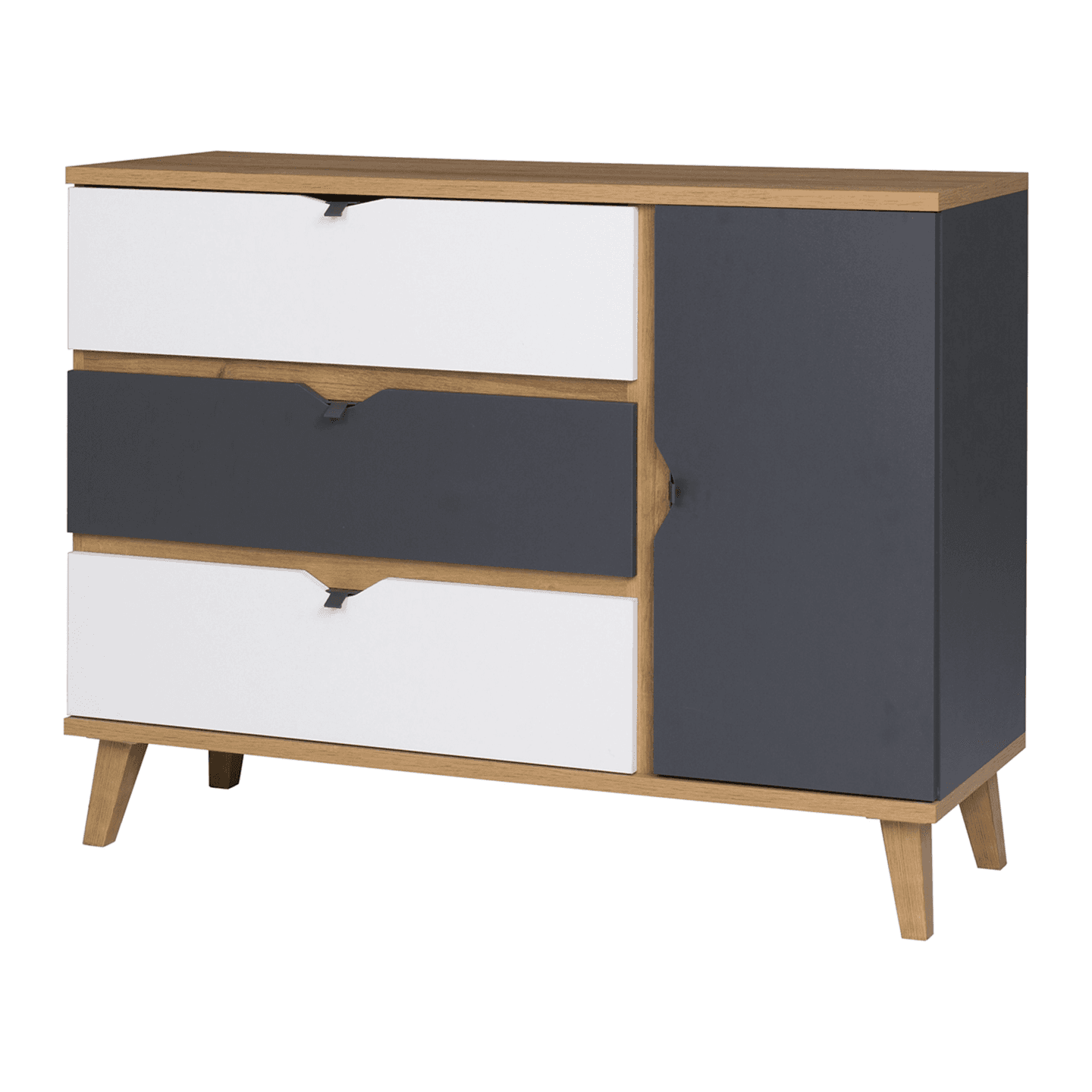 Komoda Nuvio 120 cm Dąb złoty + biały + grafit