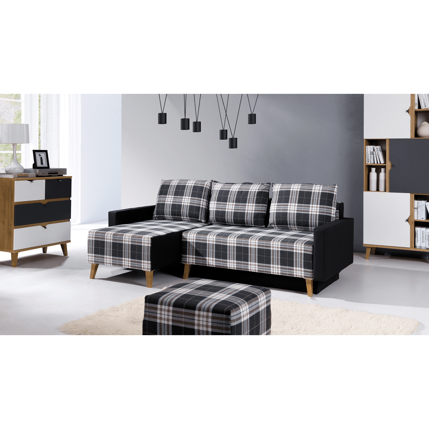 Komoda Nuvio 81 cm Dąb złoty + biały + grafit