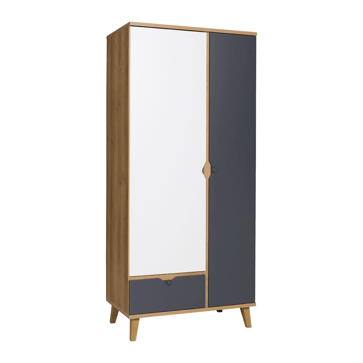 Szafa 2D Nuvio 90 cm Dąb złoty + biały + grafit