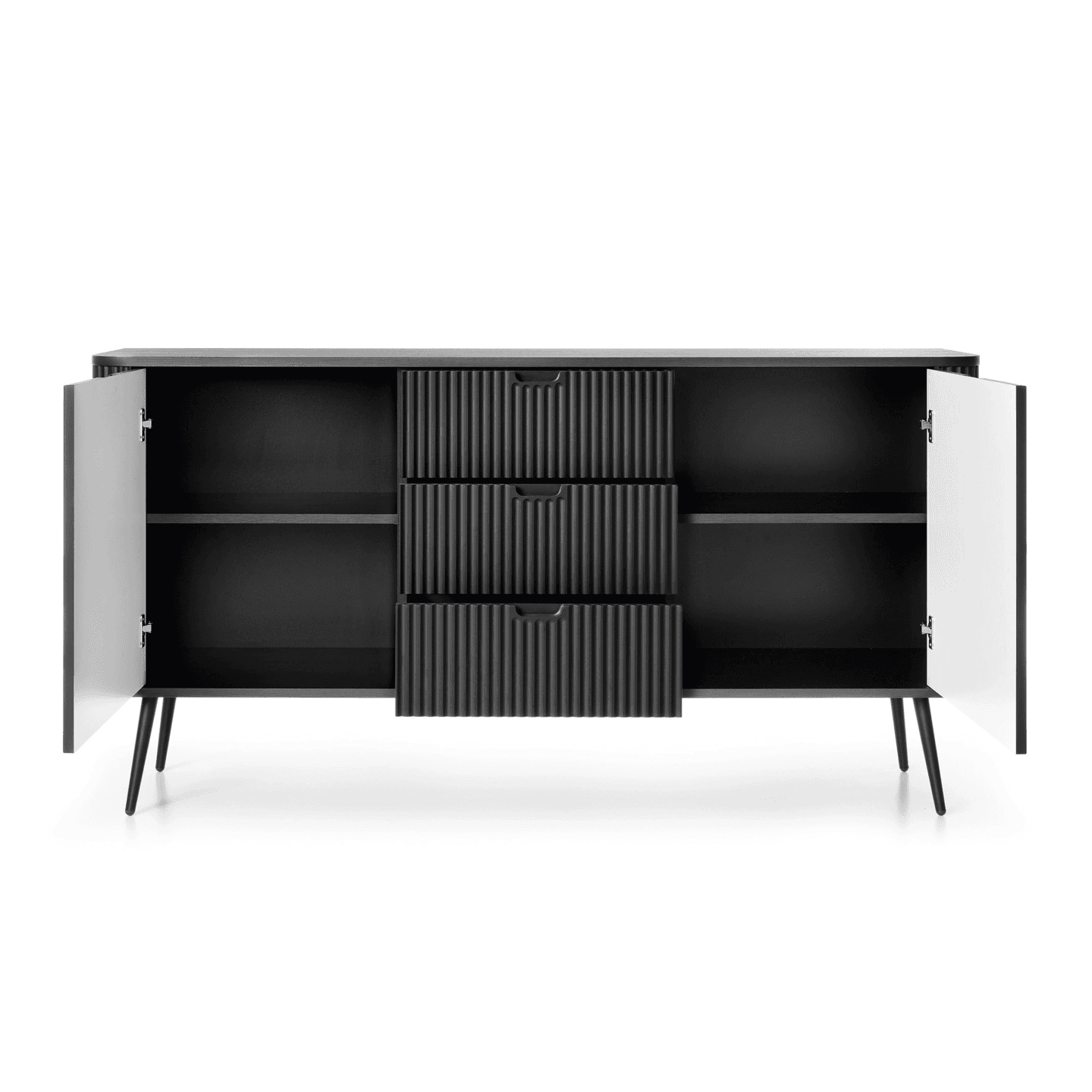 Komoda Nole 168 cm czarna + czarne nogi