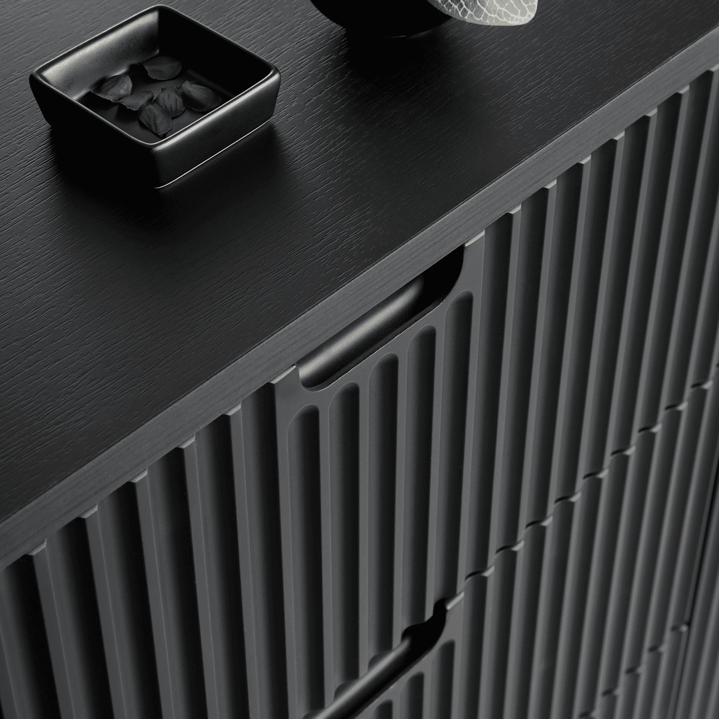 Komoda Nole 168 cm czarna + czarne nogi