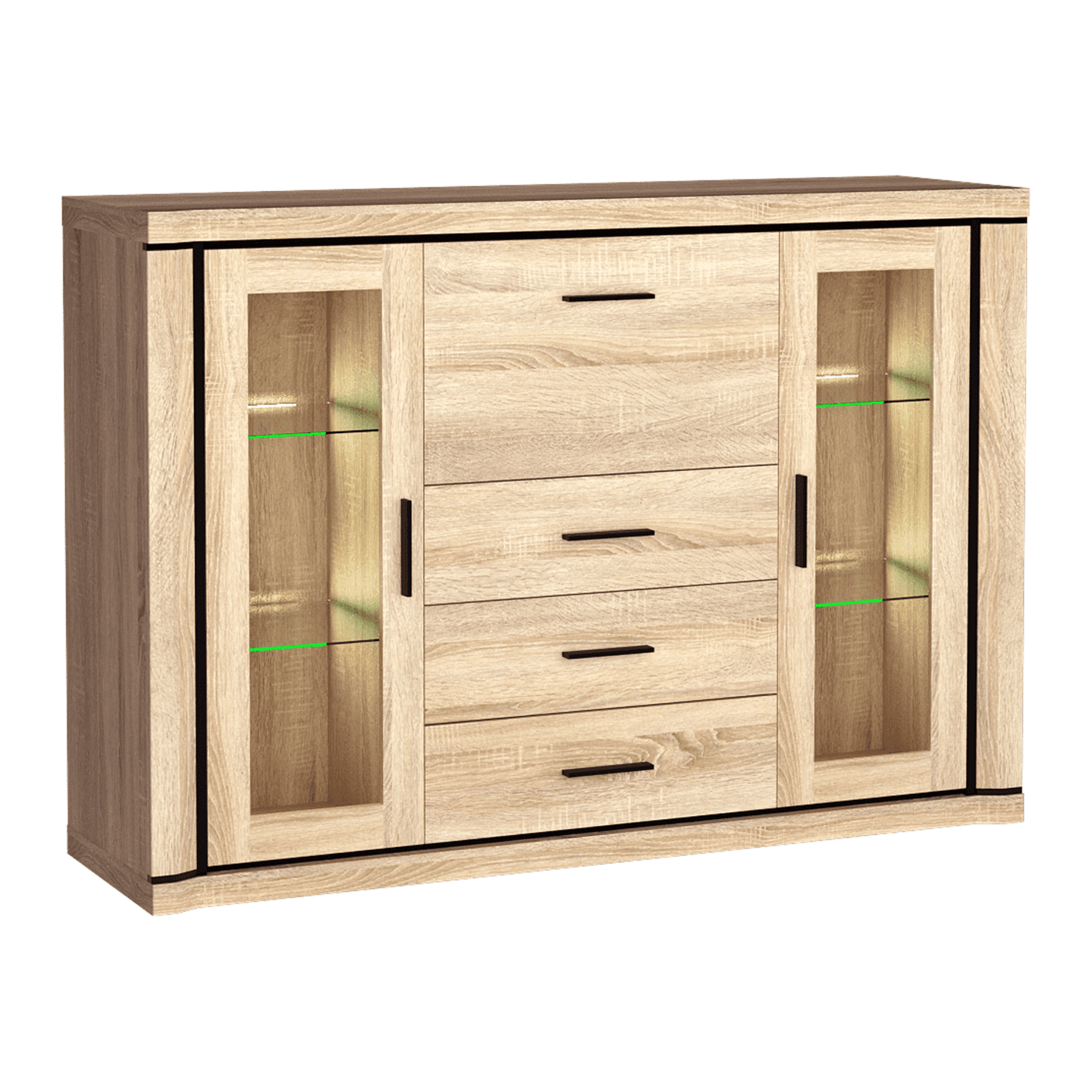 Komoda przeszklona Caventa 157 cm Dąb Sonoma