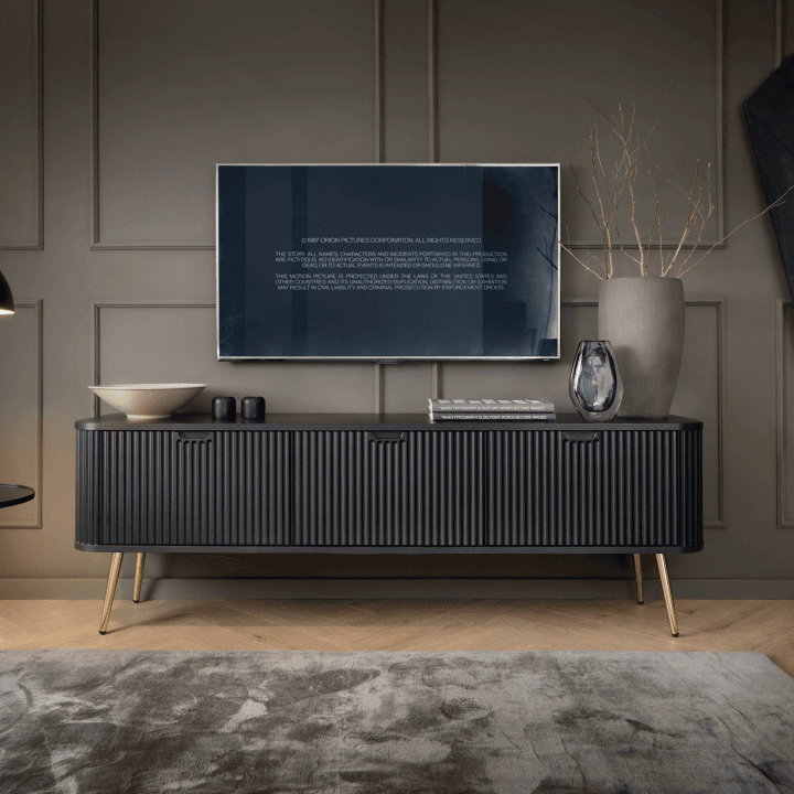 Szafka RTV Nole 168 cm czarna + złote nóżki - zdjęcie 2