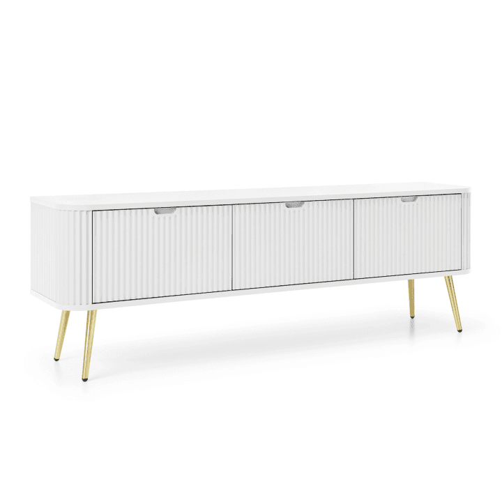 Szafka RTV Nole 168 cm biała + złote nóżki