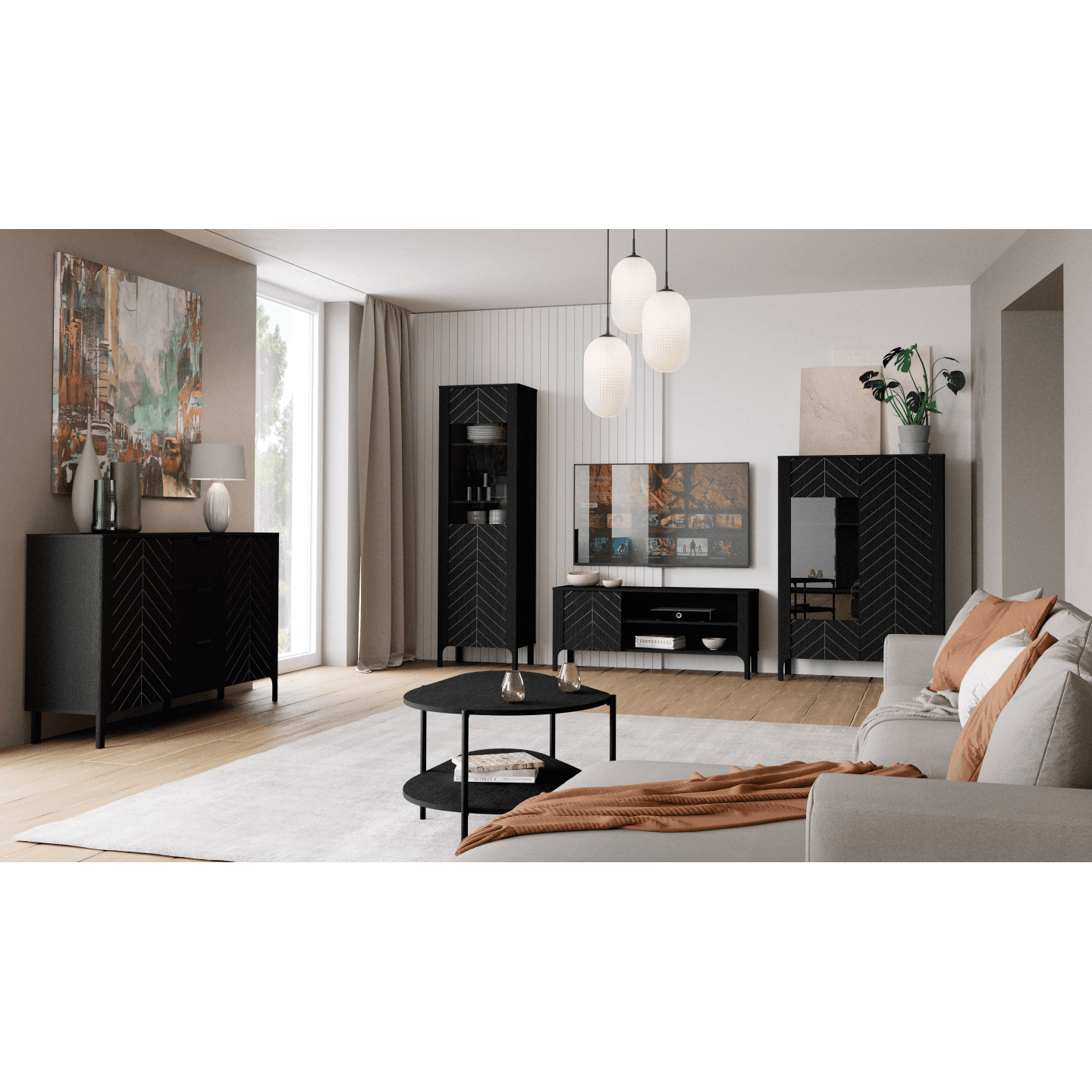 Komoda Solvian 153 cm Czarna - zdjęcie 2