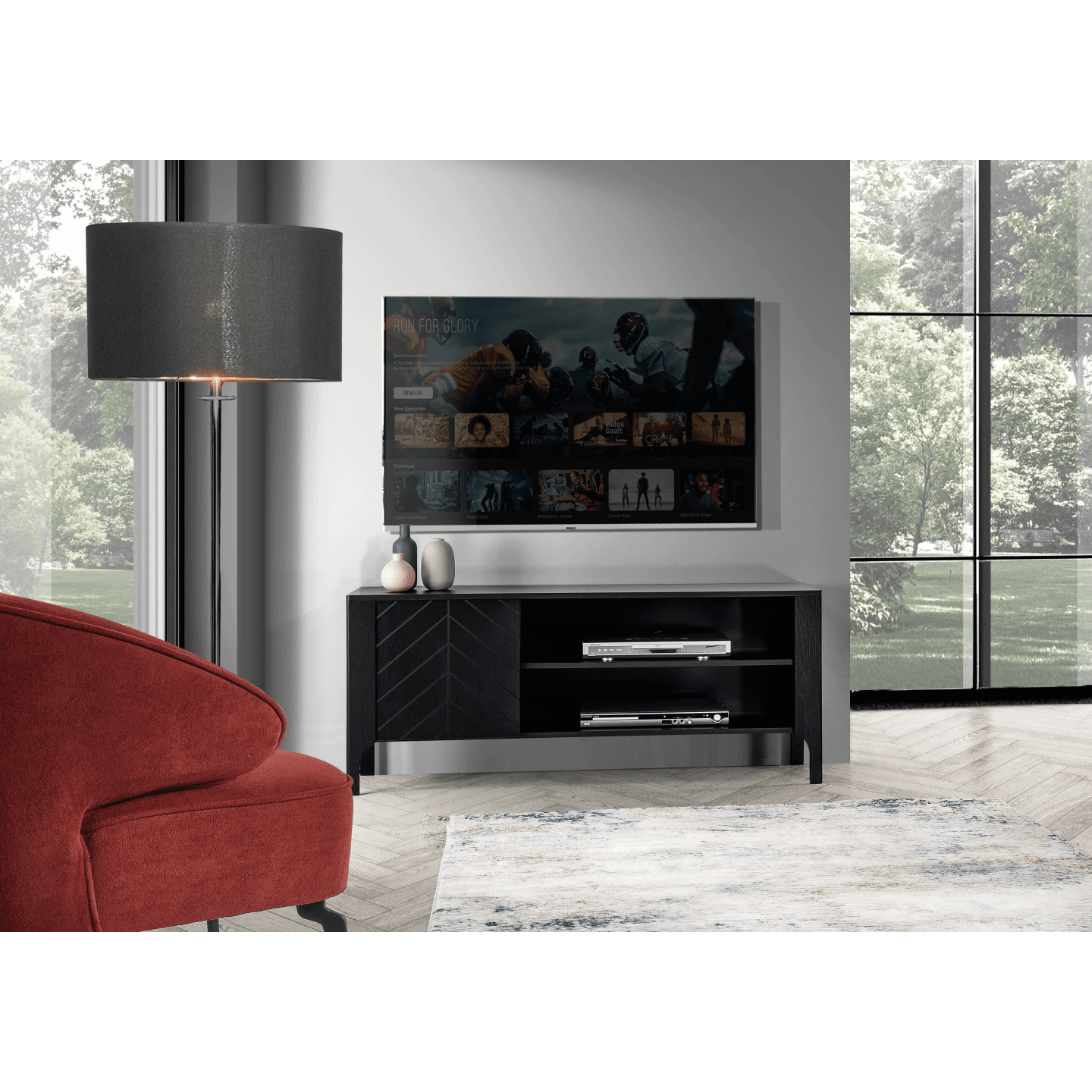 Szafka RTV Solvian 135 cm Czarna - zdjęcie 2