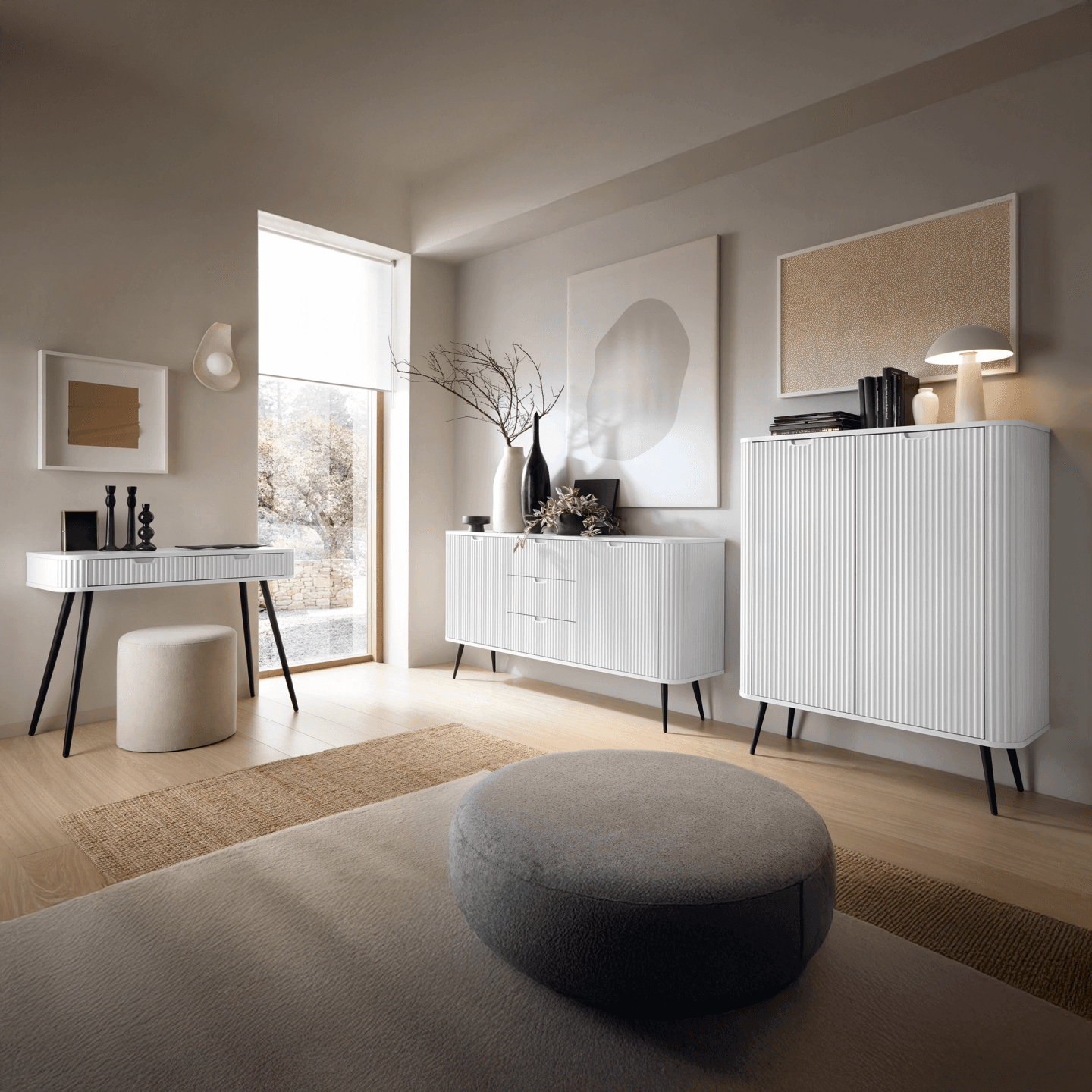 Toaletka Nole 103 cm biala + czarne nogi