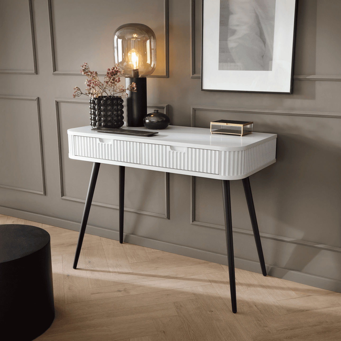 Toaletka Nole 103 cm biala + czarne nogi - zdjęcie 2