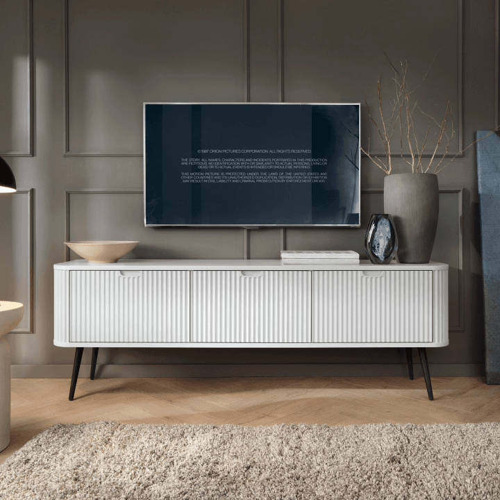 Szafka RTV Nole 168 cm biała + czarne nóżki - zdjęcie 2