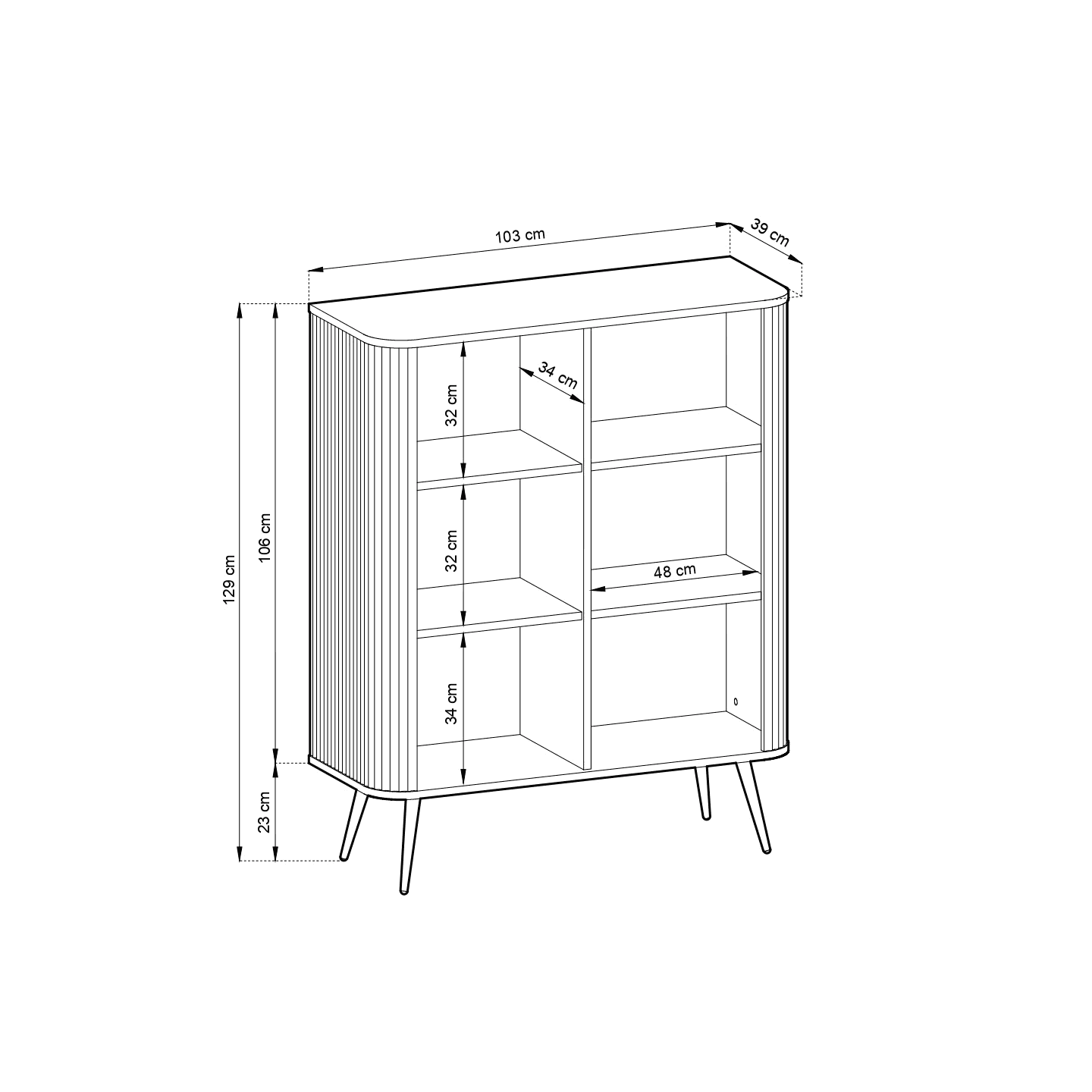 Komoda Nole 103 cm biała + czarne nogi