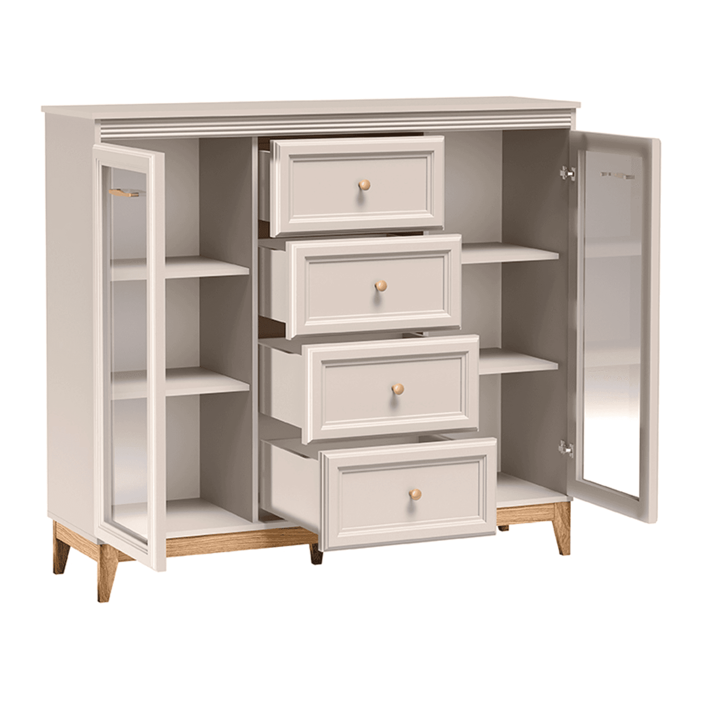 Witryna Belumi 142 cm Kaszmir + Dąb